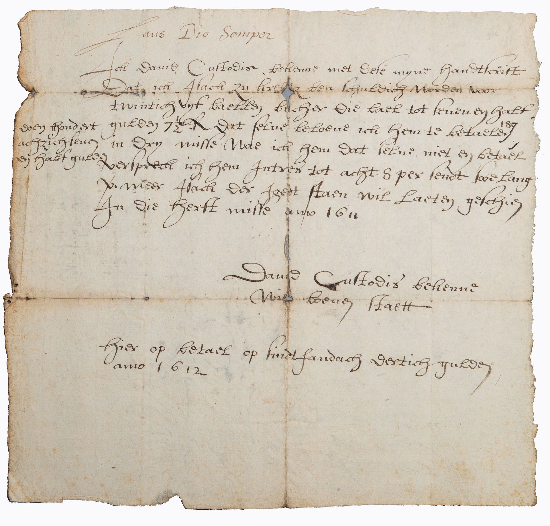 A Rare Jewish Document, Prob. The Netherlands, 1611/2