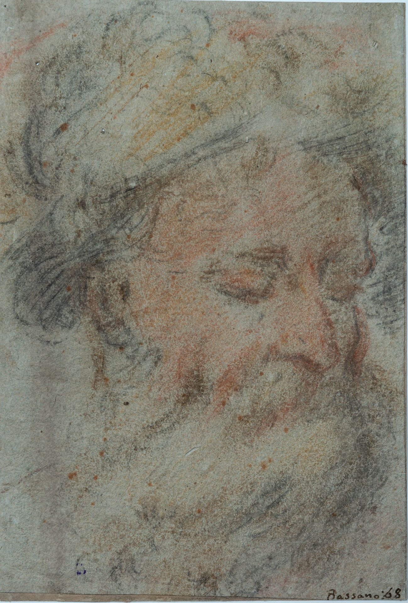 Atrrib. Jacopo da Ponte Bassano (1510/15-1592), Study of a Bearded Man with a Hat
