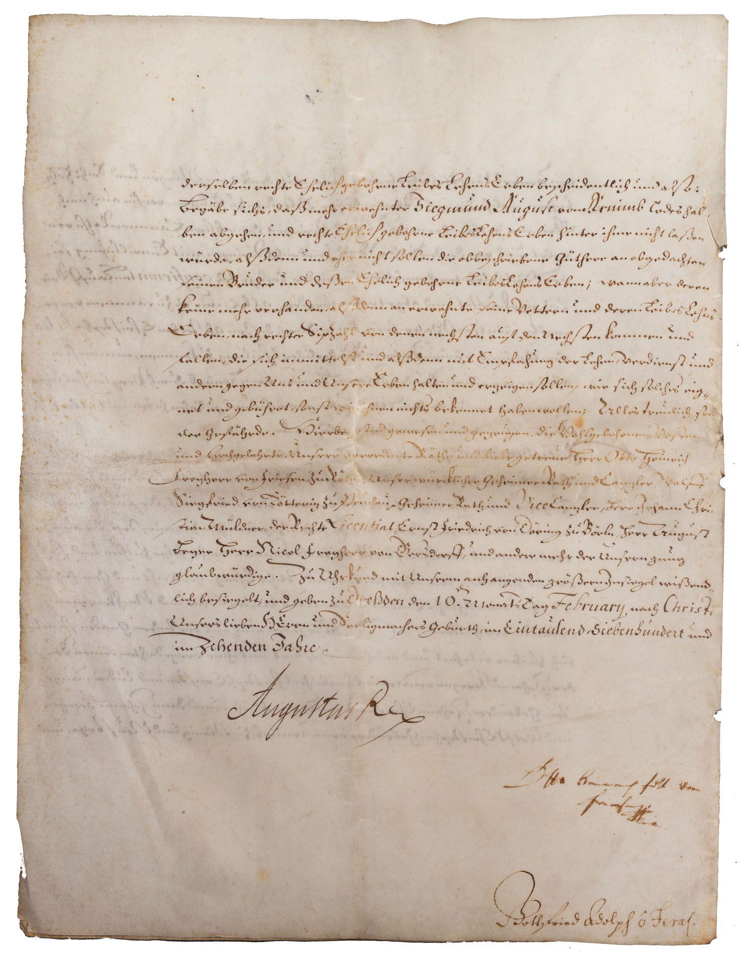 A Royal Document by Fredrich Augustus the II (Augustus the strong 1670 -1733) on Vellum Dated 1710 - Bild 3 aus 4