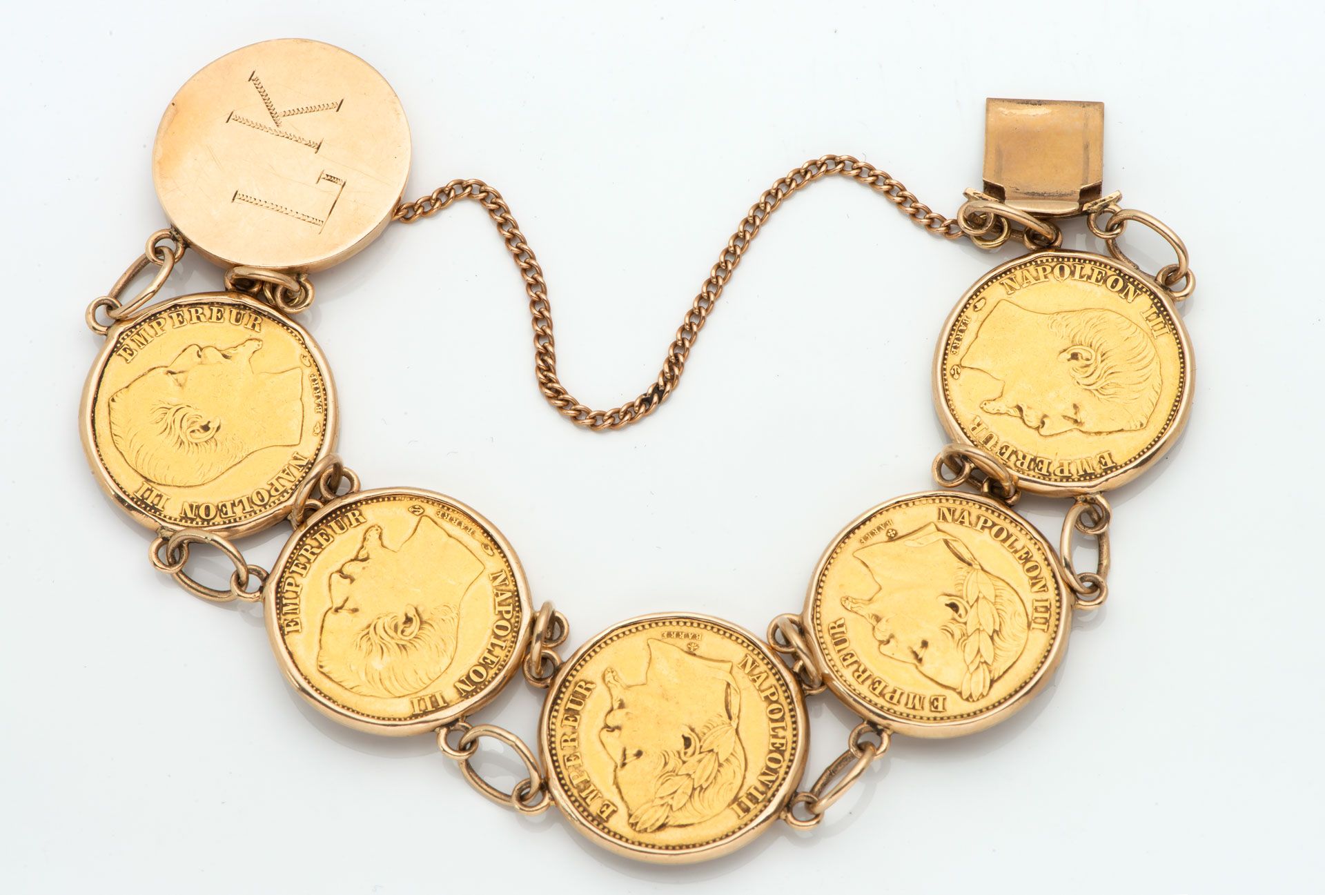 A 20 Franks 1854-1869 Gold Sovereign Bracelet in a 14K Gold Frame - Image 2 of 2
