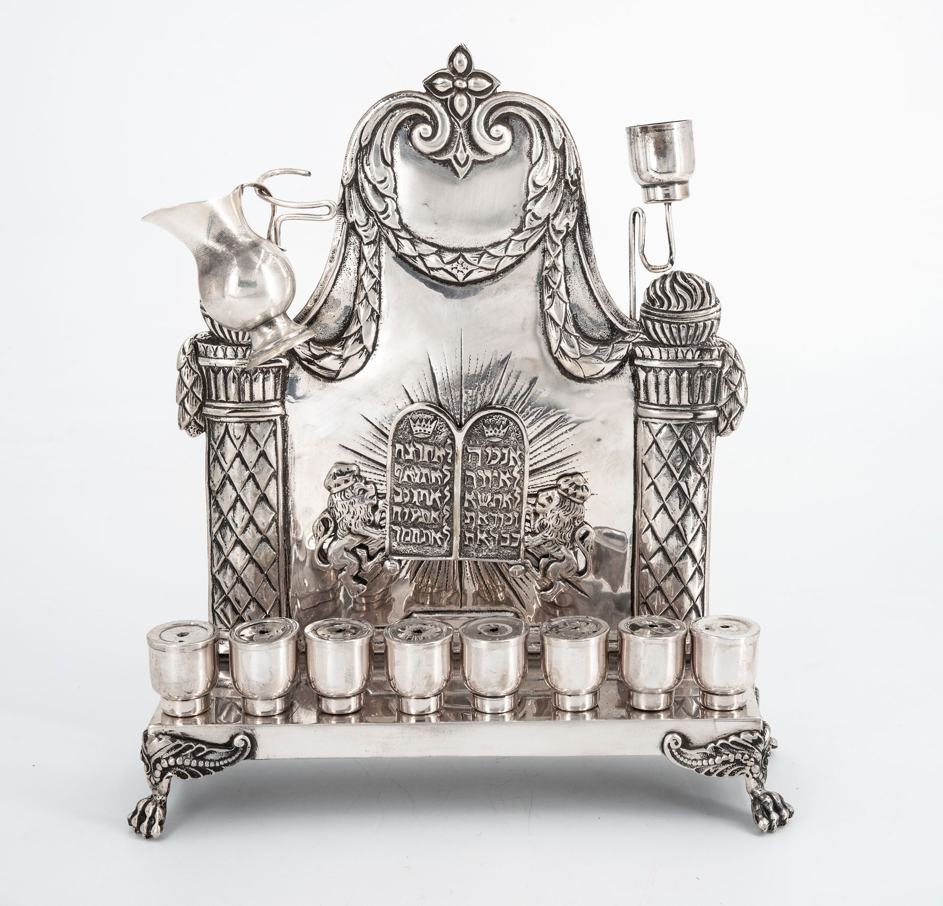 A Nice Silver Hanukkah Lamp, Germany, Early 20th Century - Image 2 of 3
