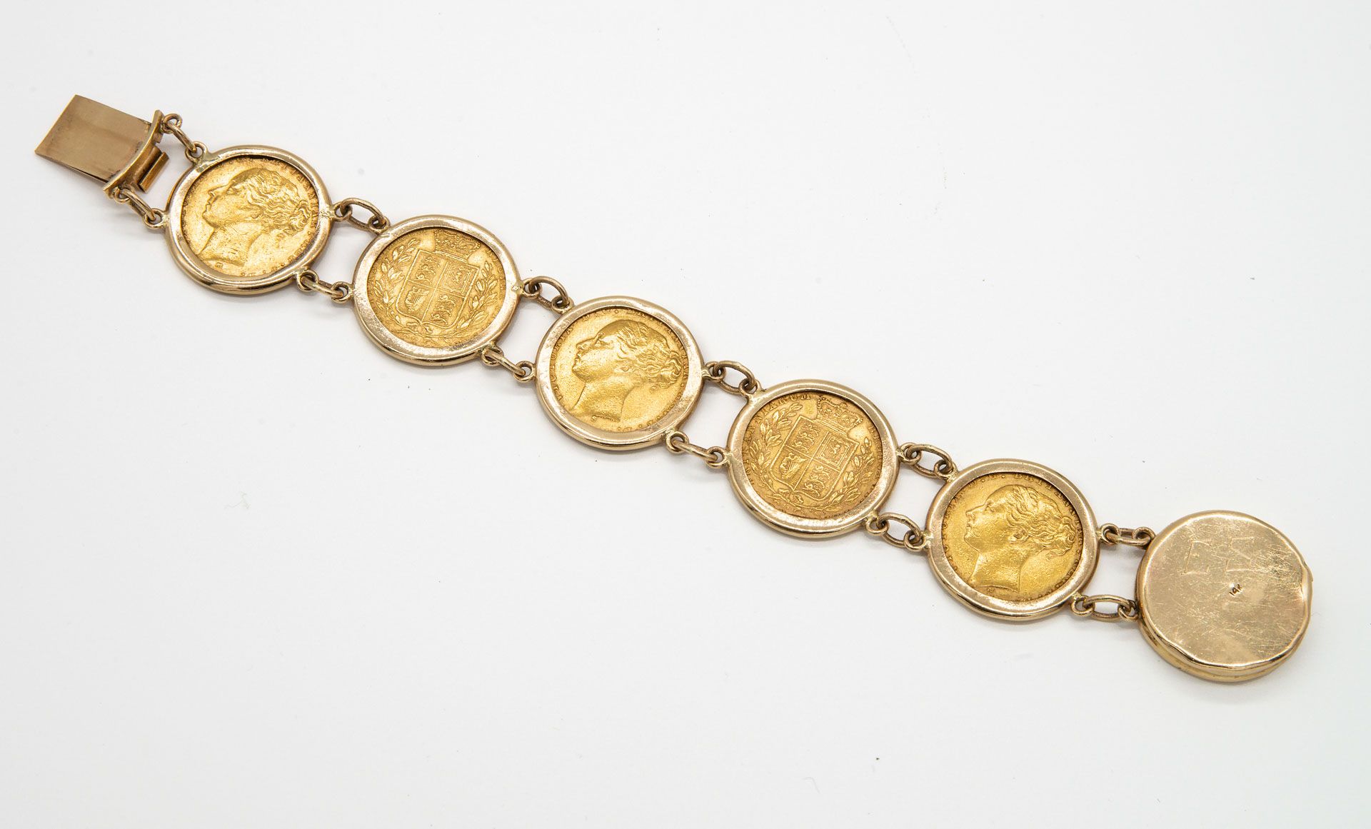 A Gold British Sovereigns ( 1864-1884 ) Bracelet - Image 2 of 2