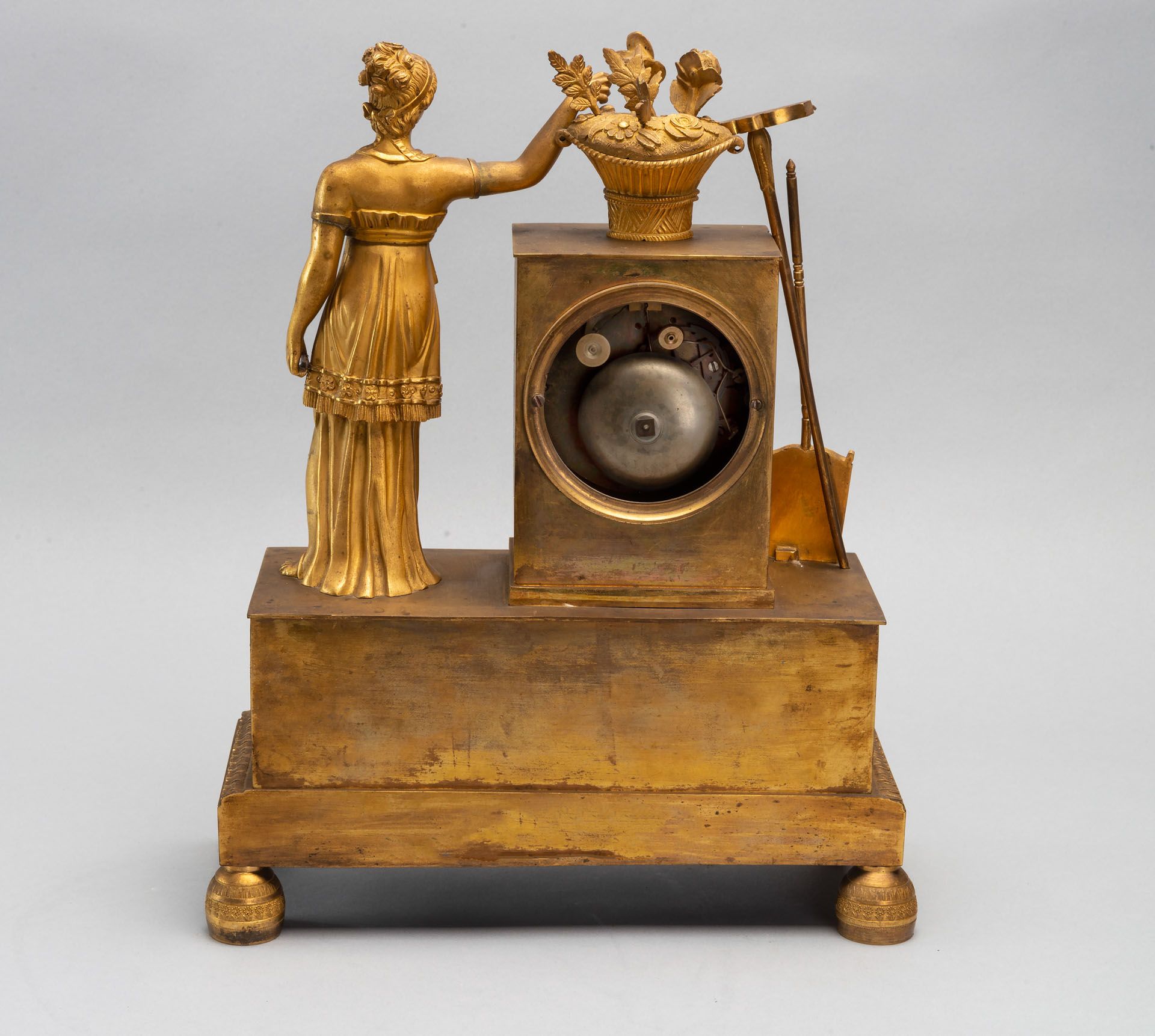 An Empire Gilt Bronze Mantel Clock, France, 19th Century - Image 4 of 5