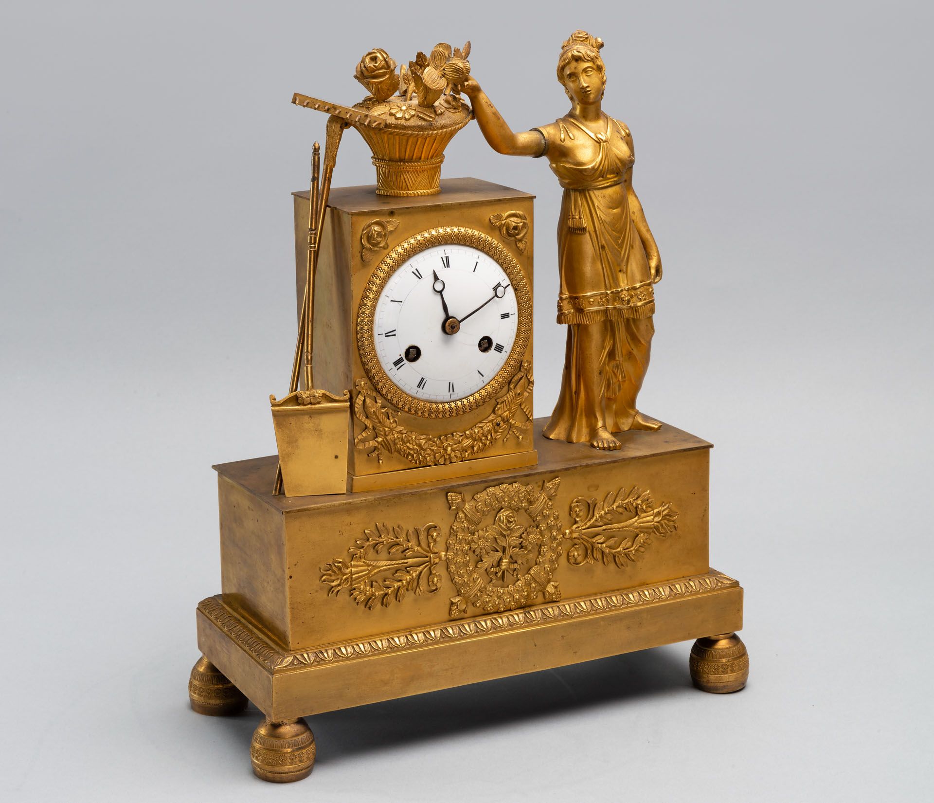 An Empire Gilt Bronze Mantel Clock, France, 19th Century