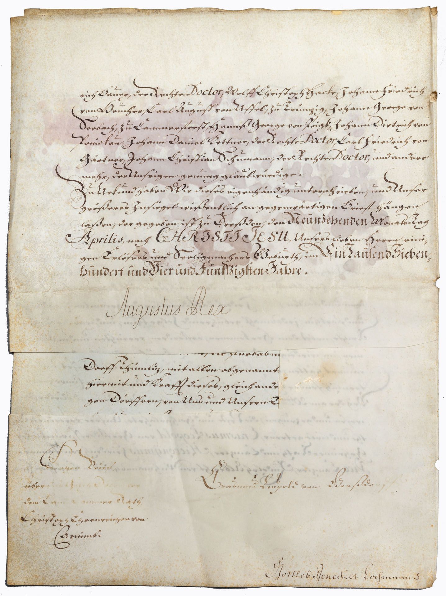 A Royal Document by Fredrich Augustus III (1696-1763) Dated 1754 on Velum