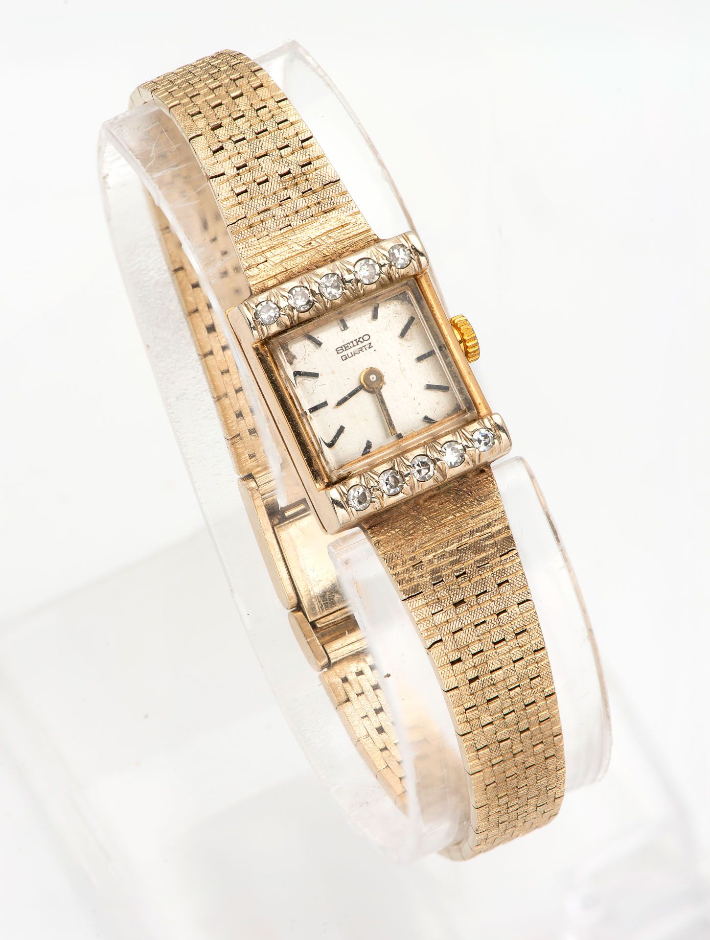 A Vintage Seiko 14K Gold and Diamond Women's Watch