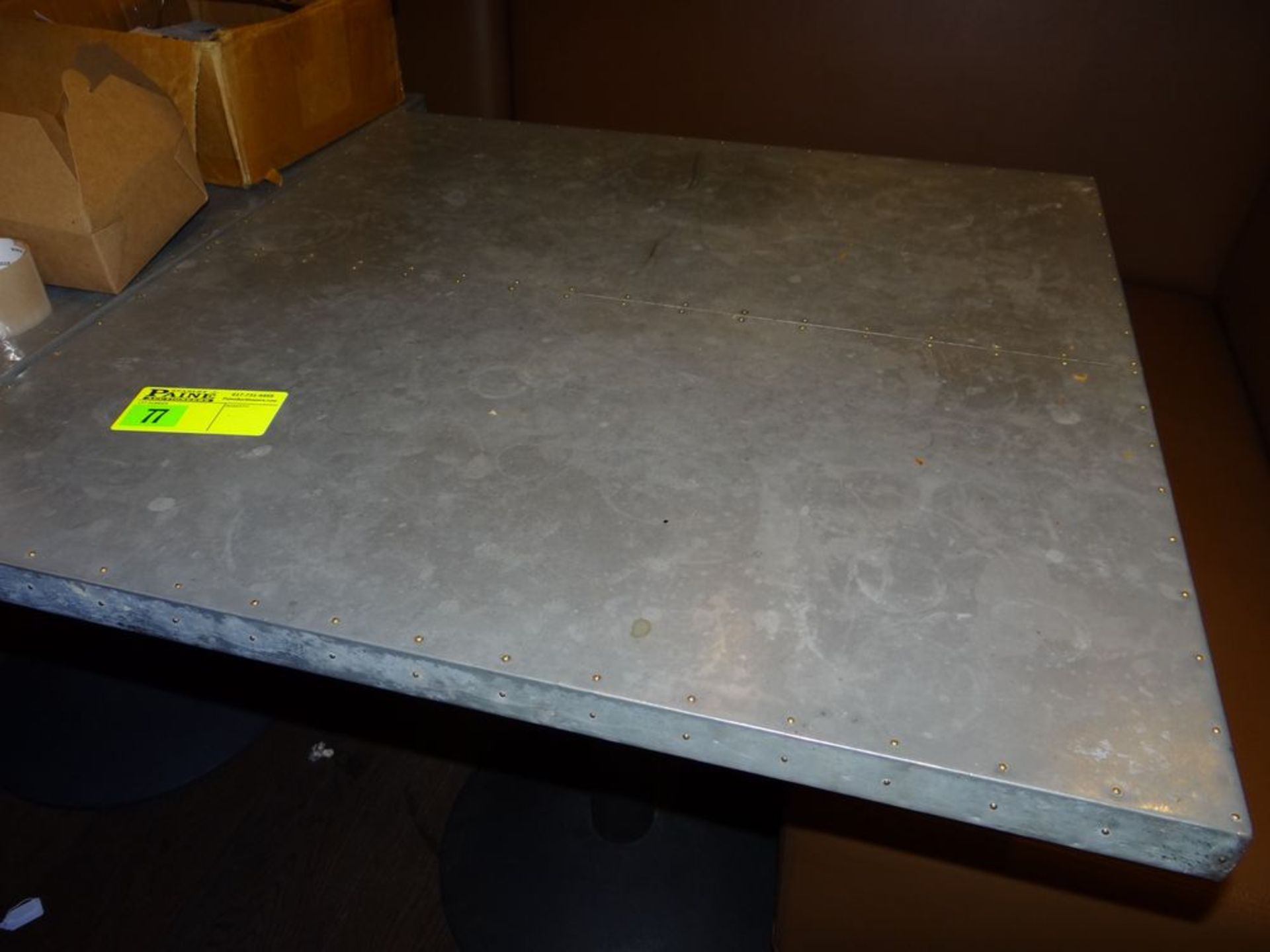 (1) Single Pedestal Hand Made Metal Table 30" X 30"