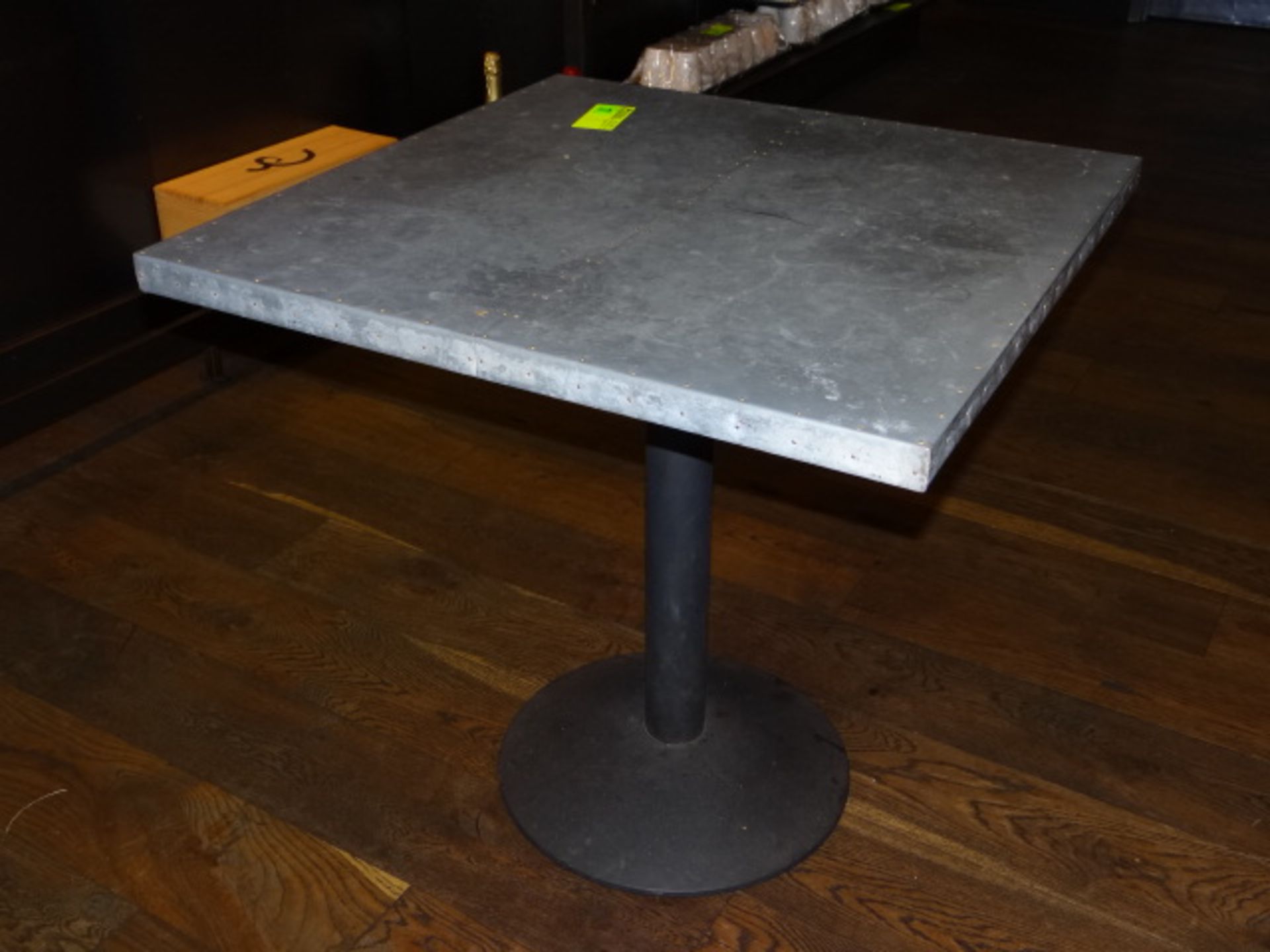 (1) Single Pedestal Hand Made Metal Table 30" X 30"