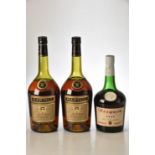 Martell Grand Fine Cognac 2 litre bts Biscuit vsop Cognac 70cl 70% Proof 1 bt Above 3 bts