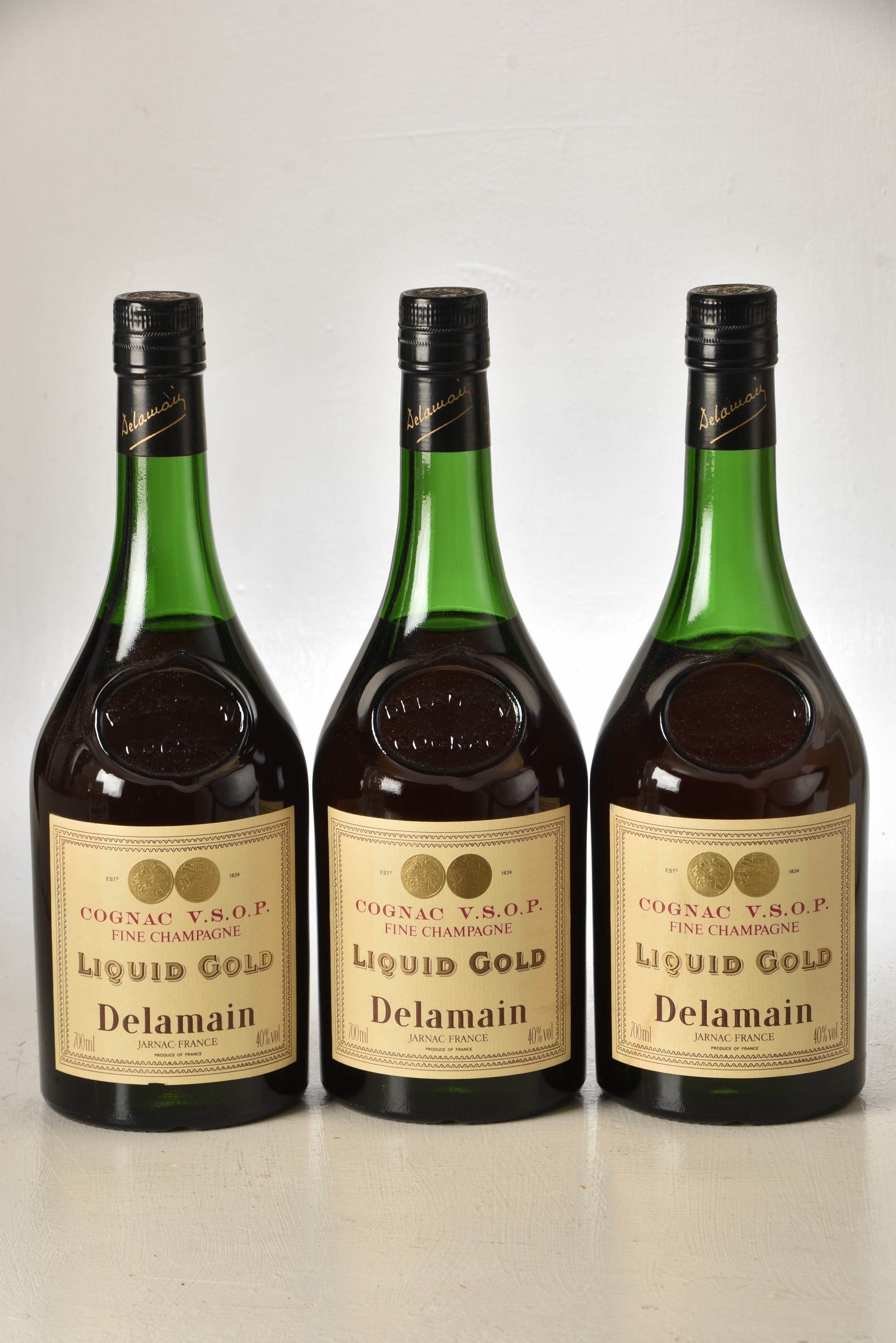 Delamain Champagne Liquid Gold Fine Champagne Cognac 700ml 40% Vol 3 bts 1970's bottling