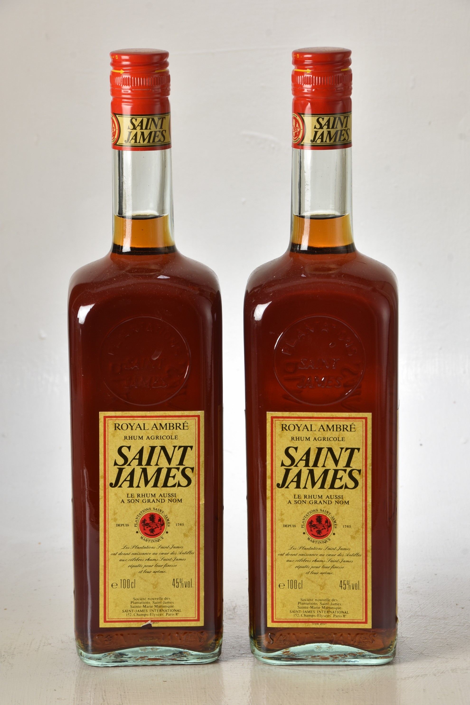 St James Royal Ambre Rum 1 litre 45% Vol 2 bts 1970's/80's bottling