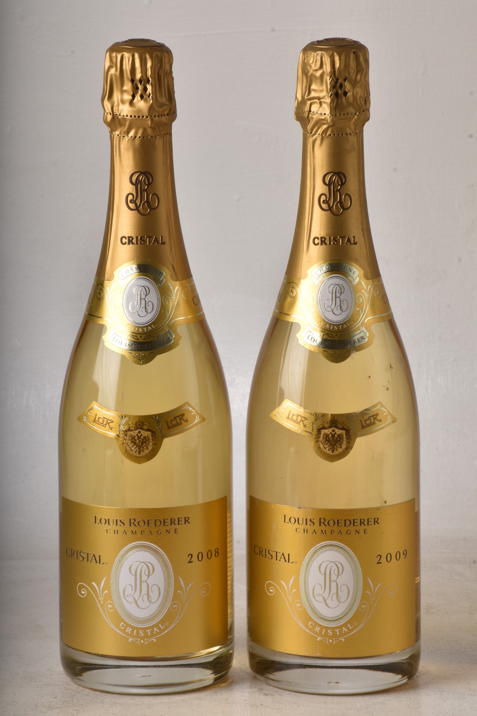 Champagne Louis Roederer Cristal 2008 1 bt Champagne Louis Roederer Cristal 2009 1 bt Above 2 bts