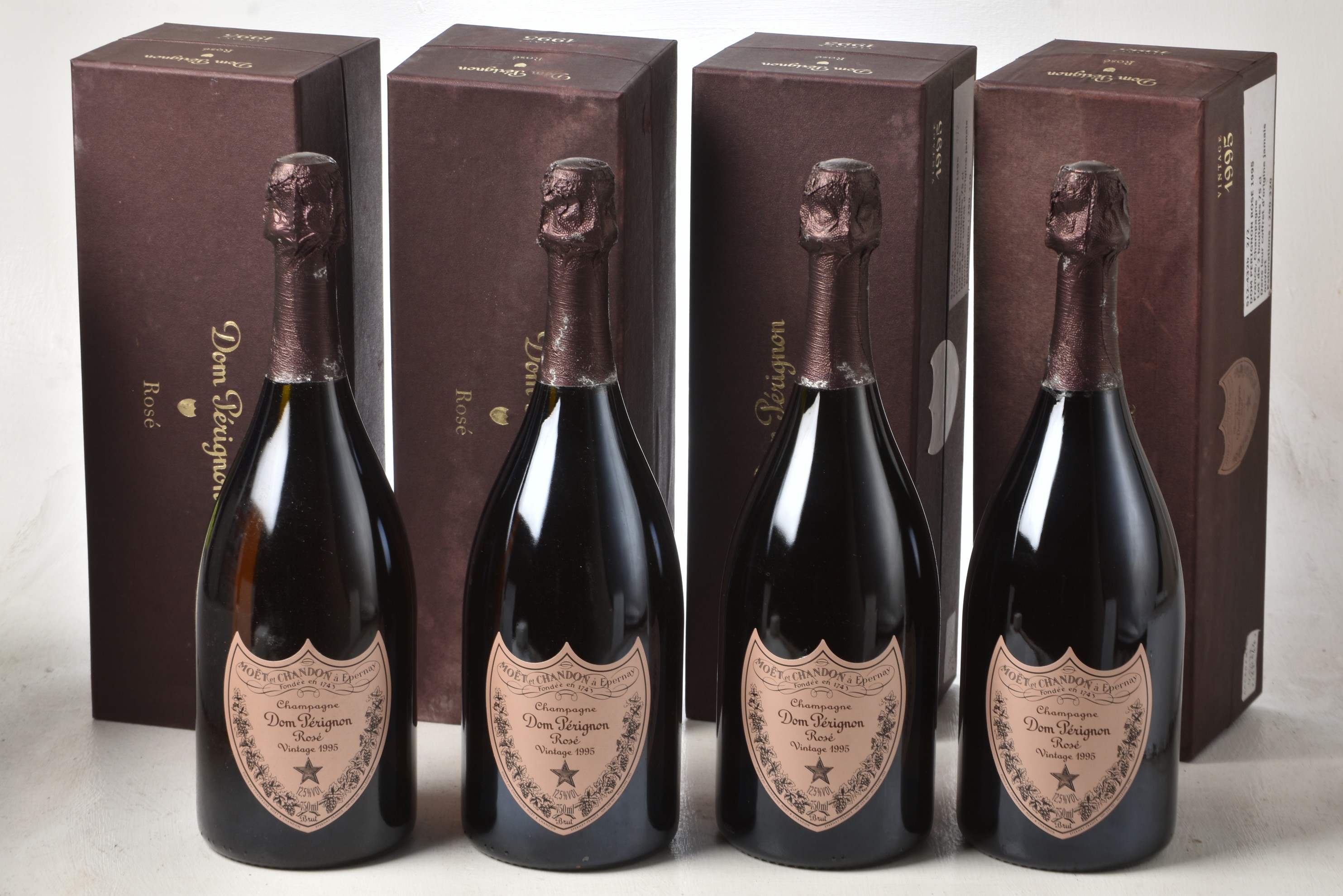 Champagne Dom Perignon Rose 1995 4 bts Indivdual coffret