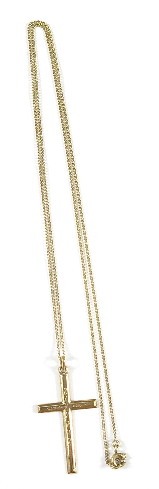Halskette mit Kreuzanhänger, 14 Karat Gelbgold
