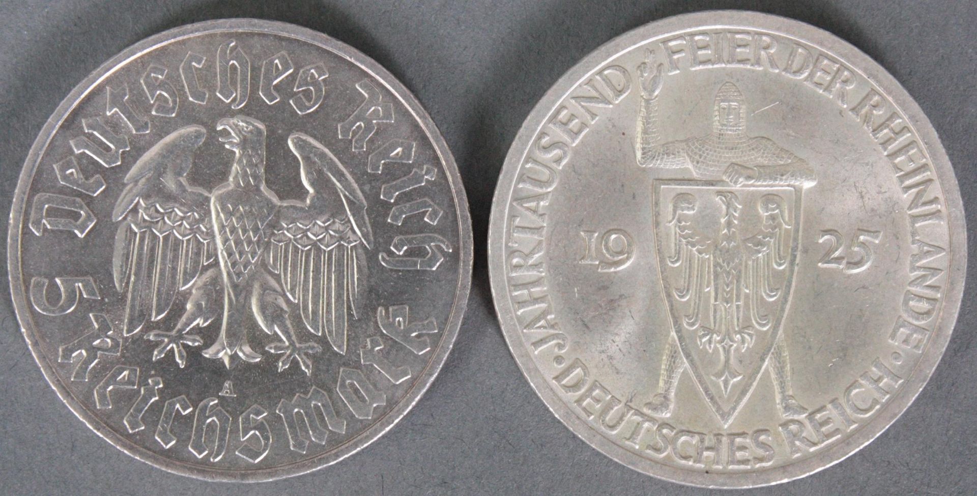 3 Reichsmark 1925 Rheinlande und 5 Reichsmark Martin Luther 1933 - Image 2 of 2