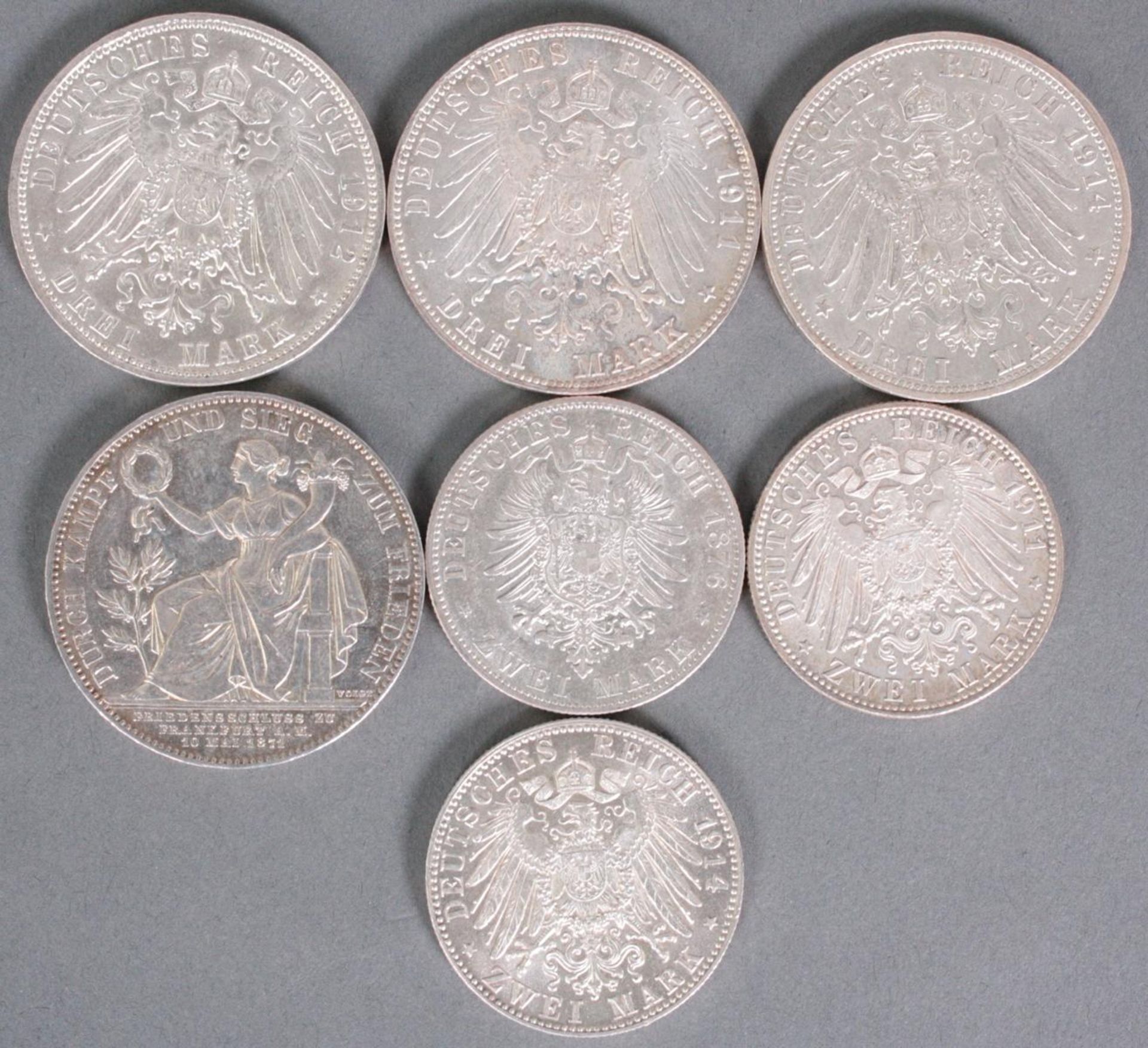Bayern, 7 Münzen, 3 Mark und 2 Mark - Bild 2 aus 2
