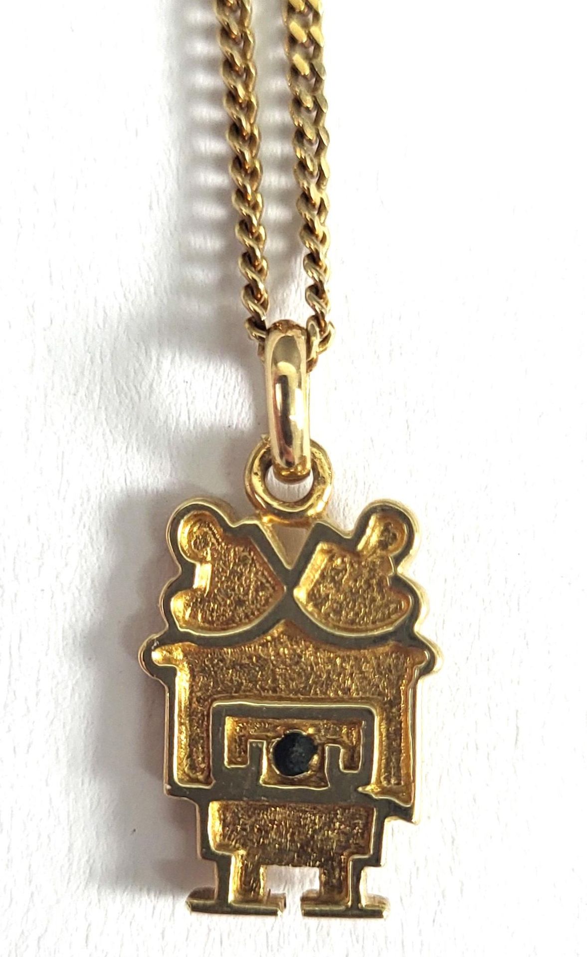 Halskette mit Anhänger und Smaragd, 14 kt Gelbgold - Bild 3 aus 4