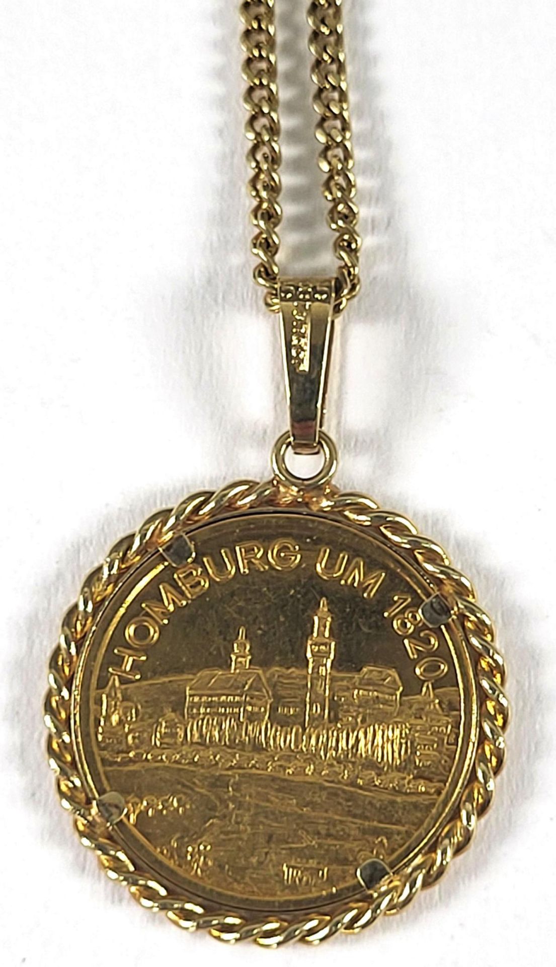 Halskette mit gefasster Goldmedaille Homburg um 1820 - Bild 2 aus 4