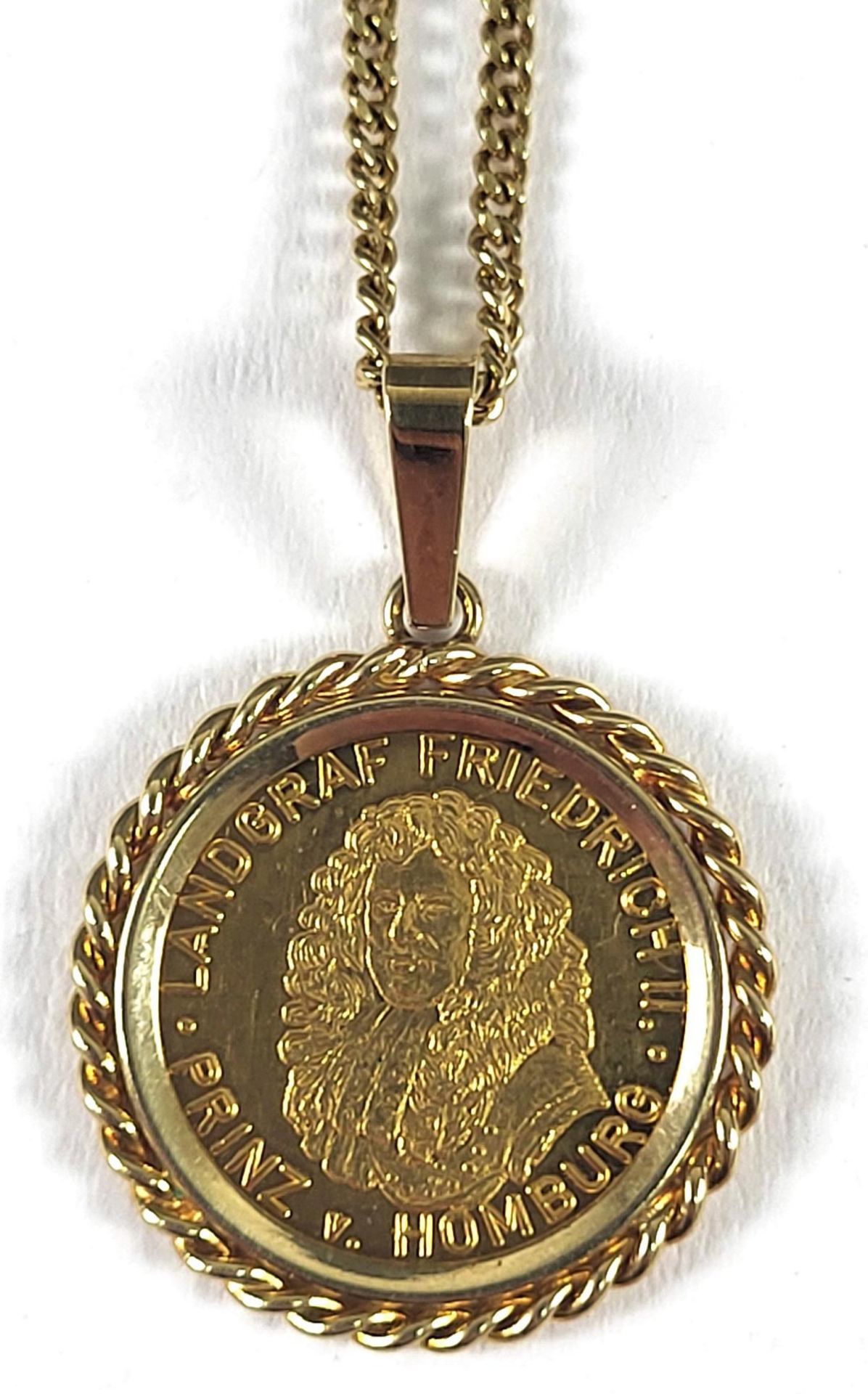 Halskette mit gefasster Goldmedaille Homburg um 1820