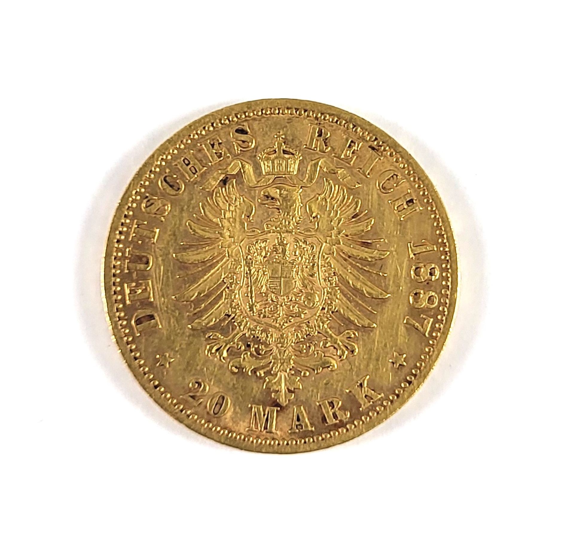 Goldmünze Wilhelm 20 Mark 1887 A in vz. - Bild 2 aus 2