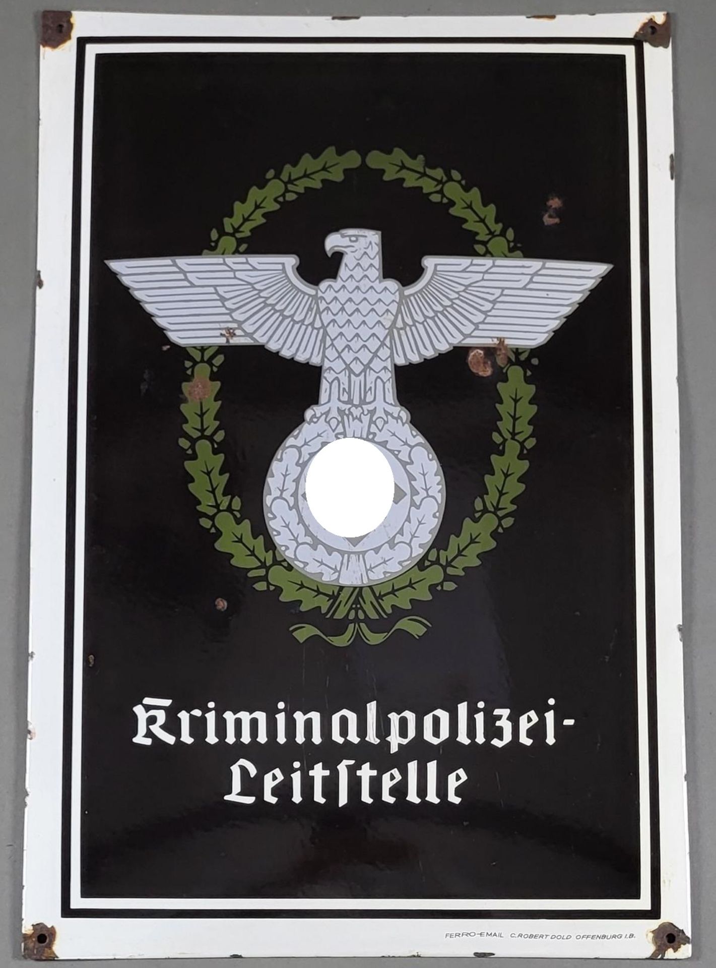 Emaille-Schild „Kriminalpolizei Leitstelle “