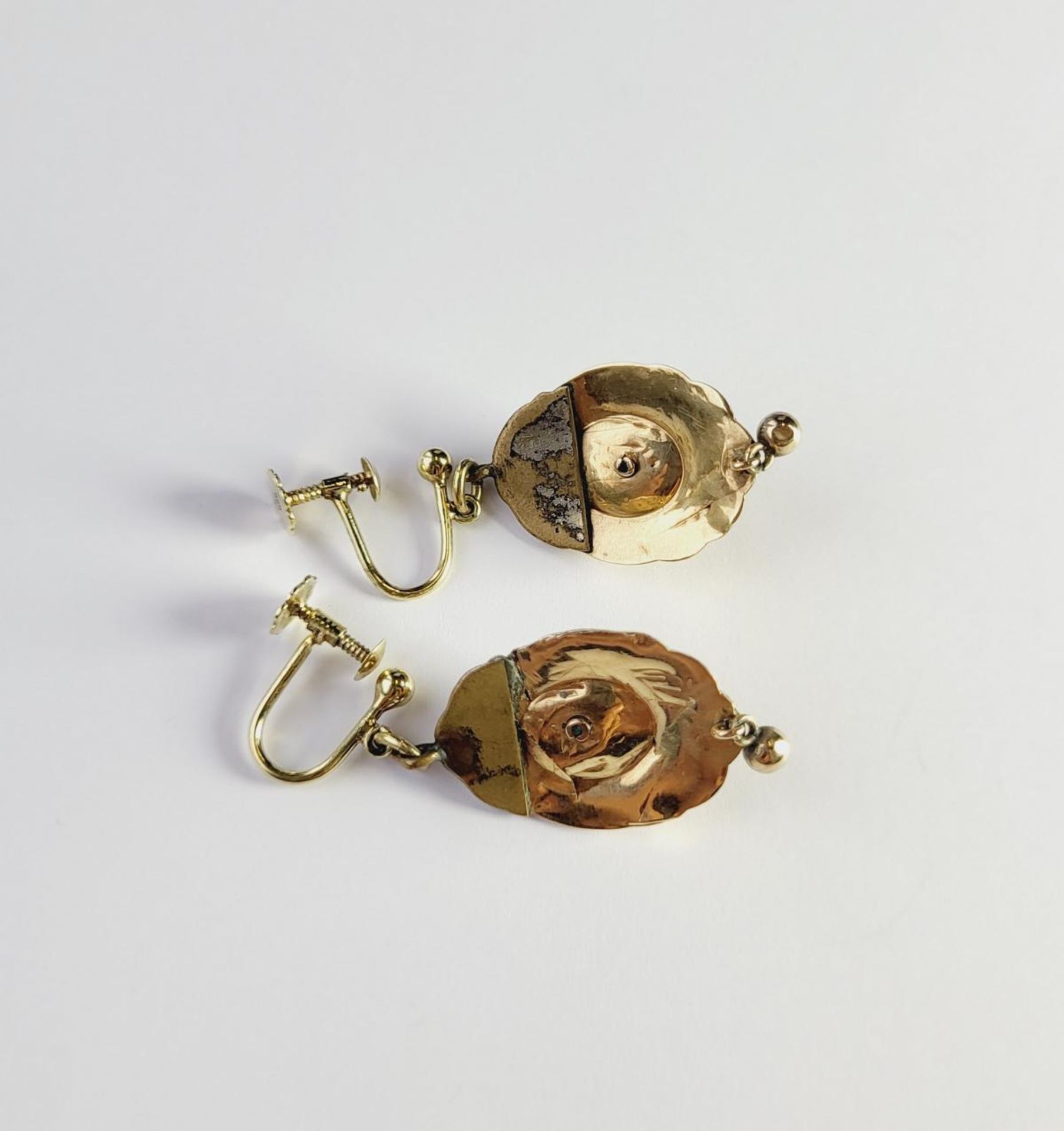 Paar Biedermeier Ohrgehänge, 14 Karat Gelbgold - Image 2 of 2