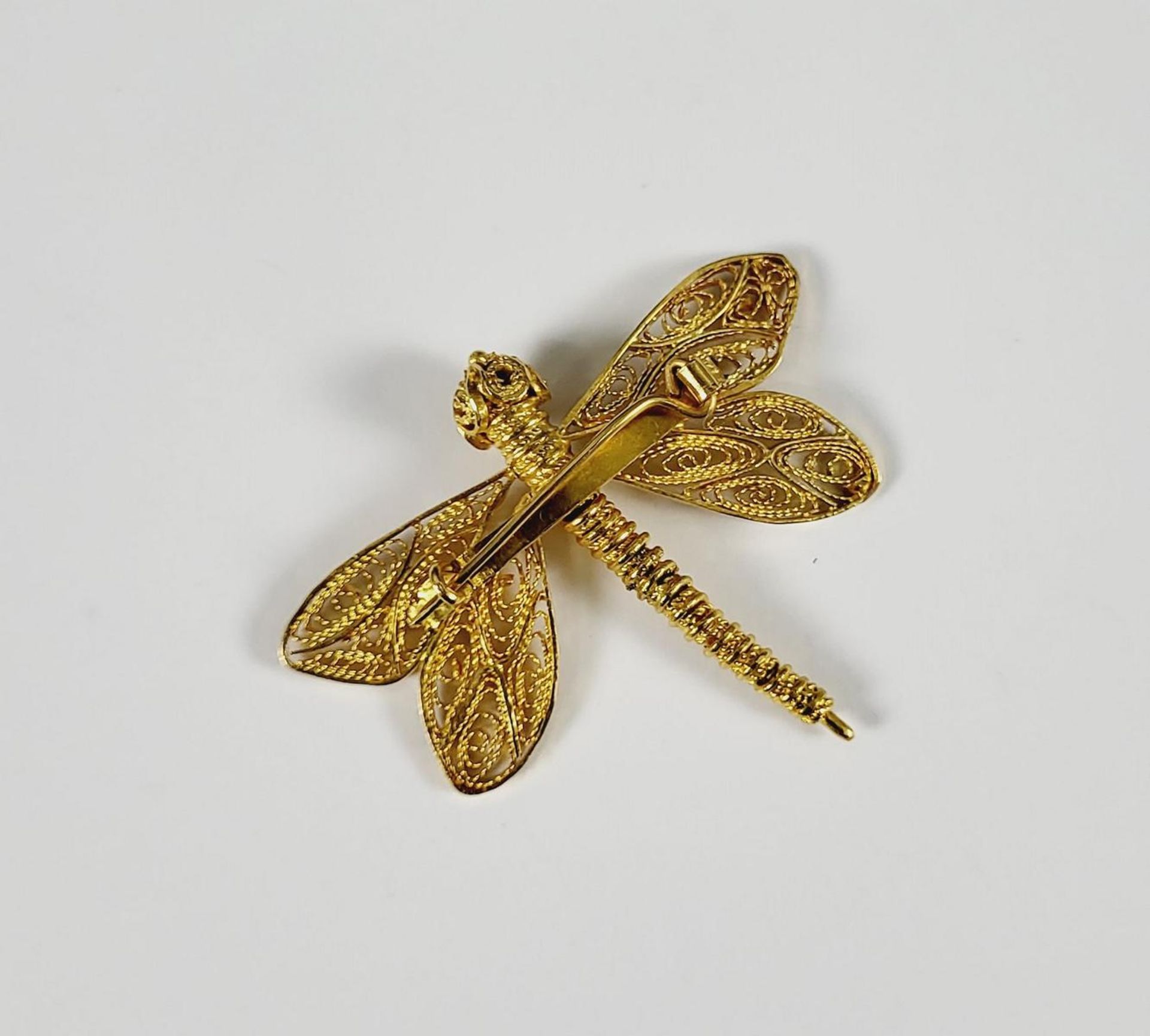 Brosche in Form einer Libelle, 14 Karat Gelbgold - Image 2 of 2