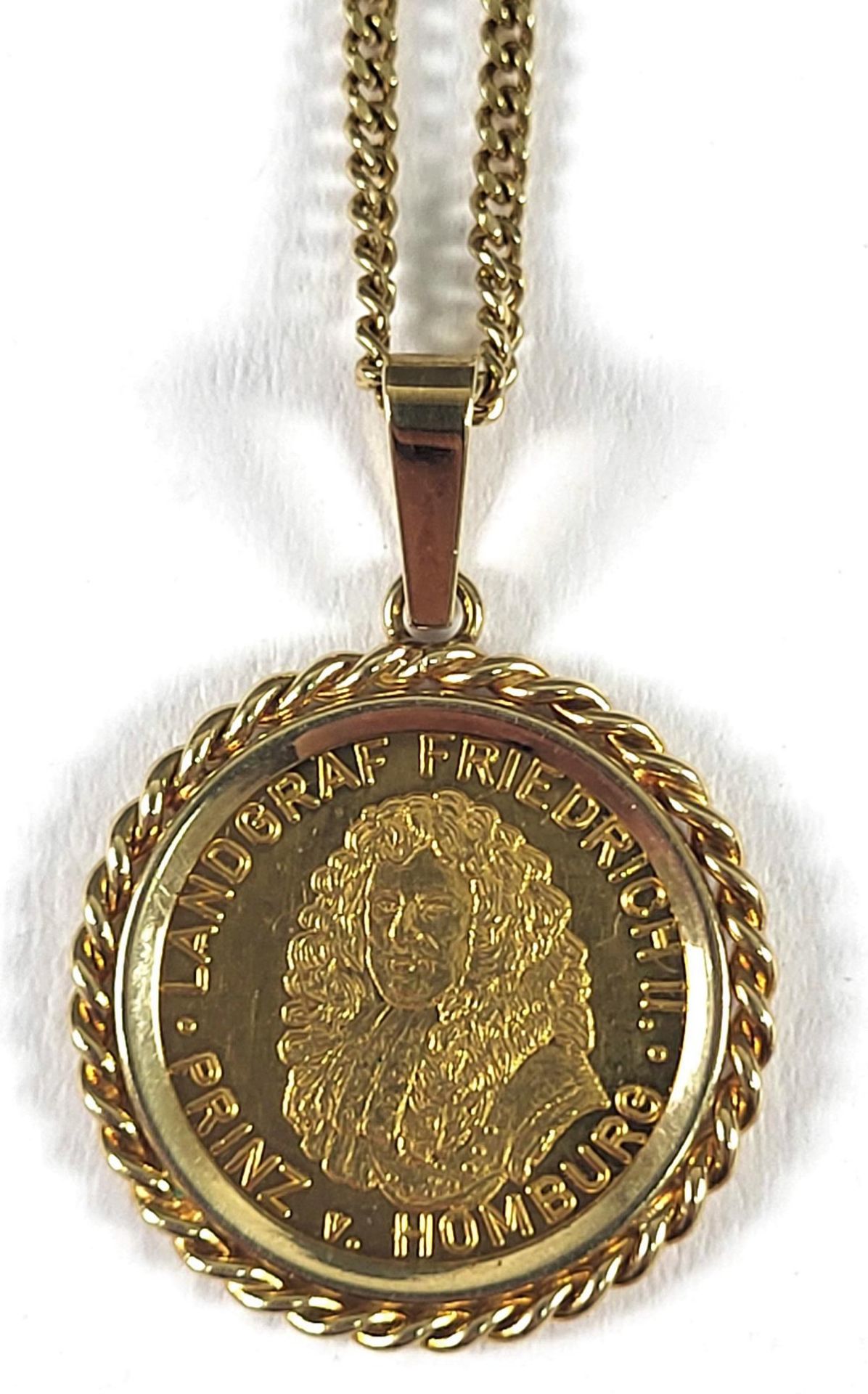 Halskette mit gefasster Goldmedaille Homburg um 1820 - Bild 2 aus 4