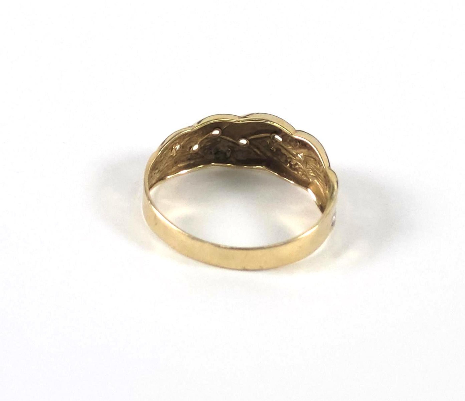 Damenring mit kleinen Diamanten, 14 kt Gelbgold - Bild 3 aus 4