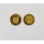 2 Goldmedaillen 950er Gelbgold 7,6 g.