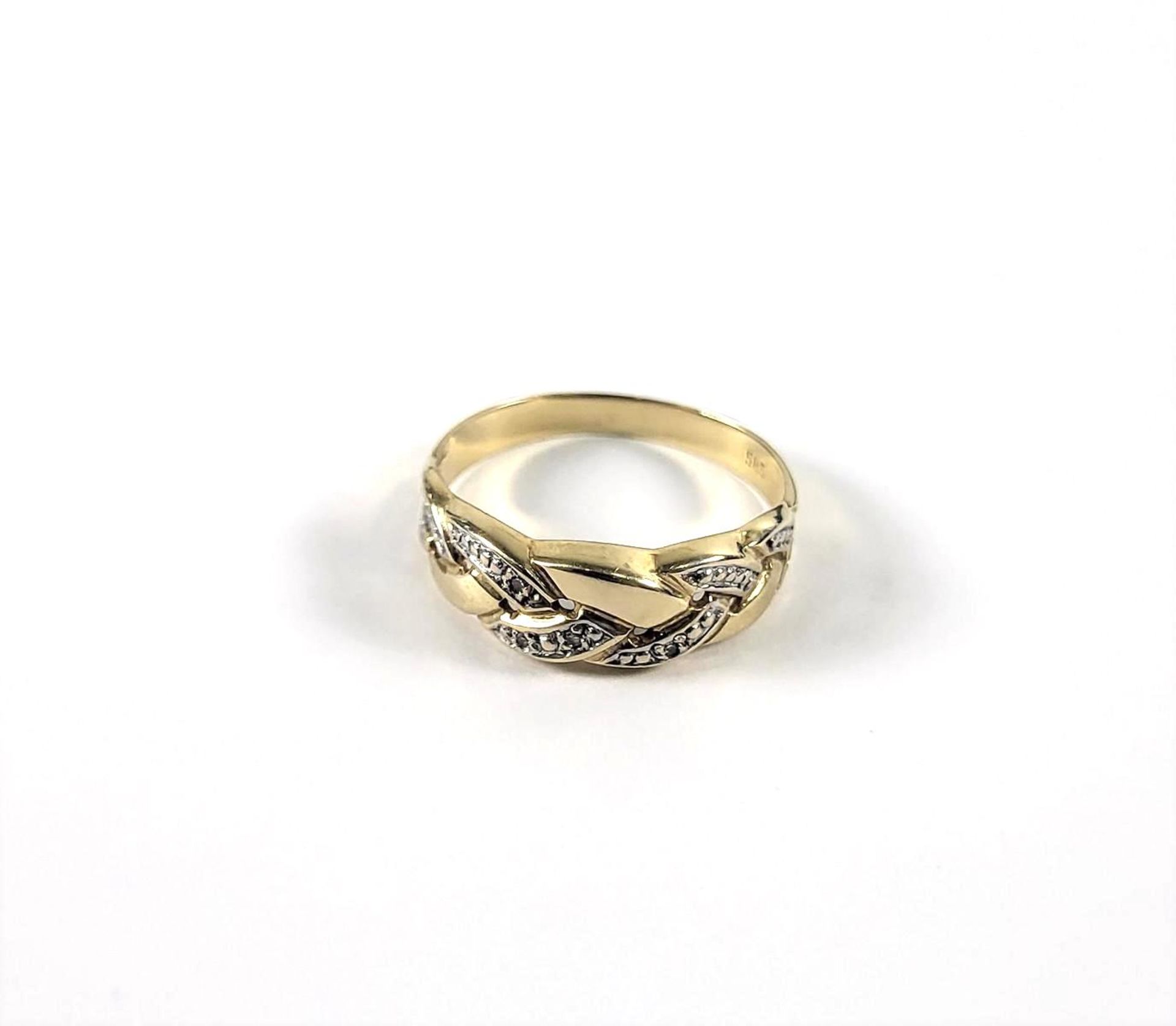 Damenring mit kleinen Diamanten, 14 kt Gelbgold