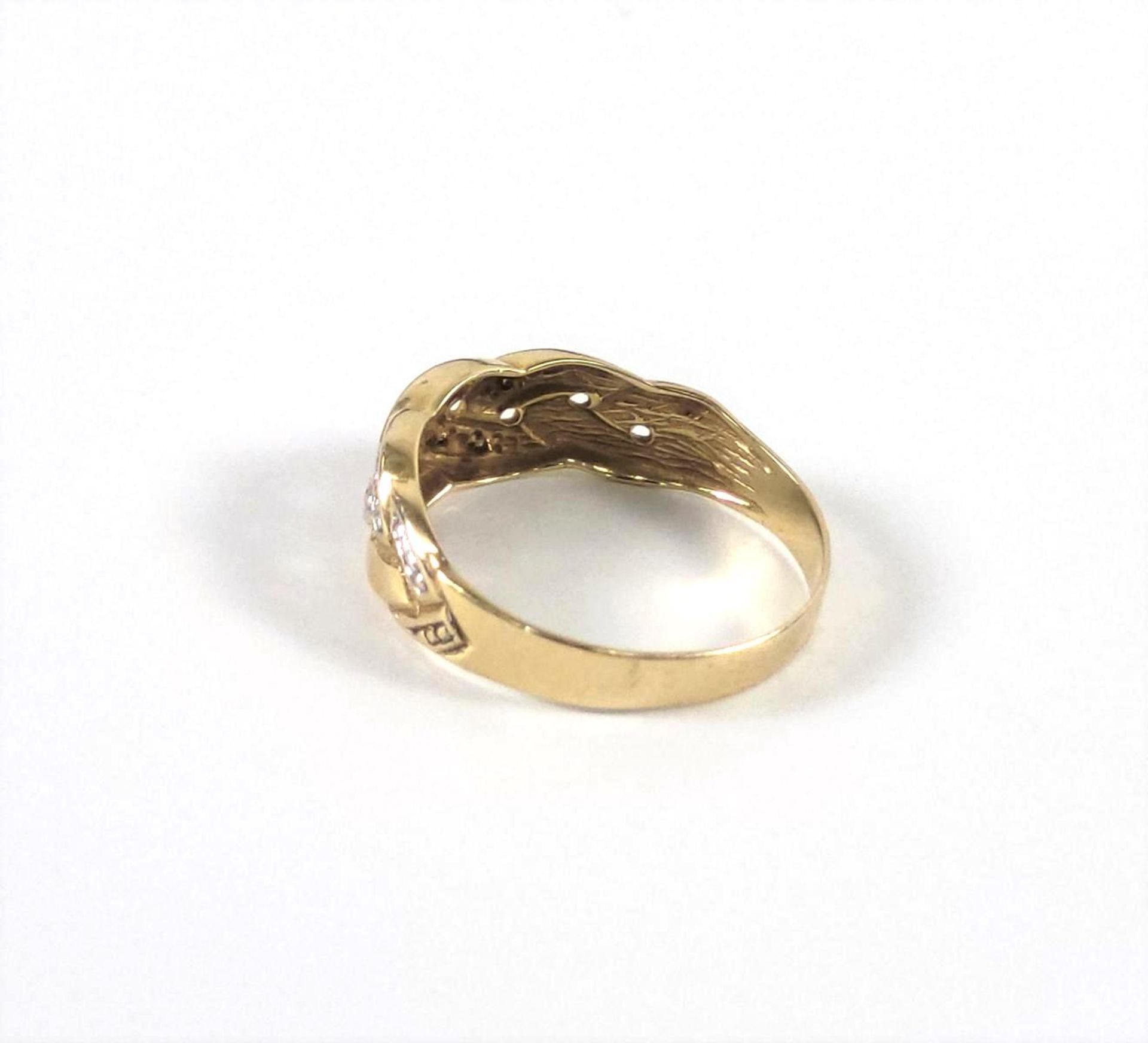 Damenring mit kleinen Diamanten, 14 kt Gelbgold - Bild 4 aus 4