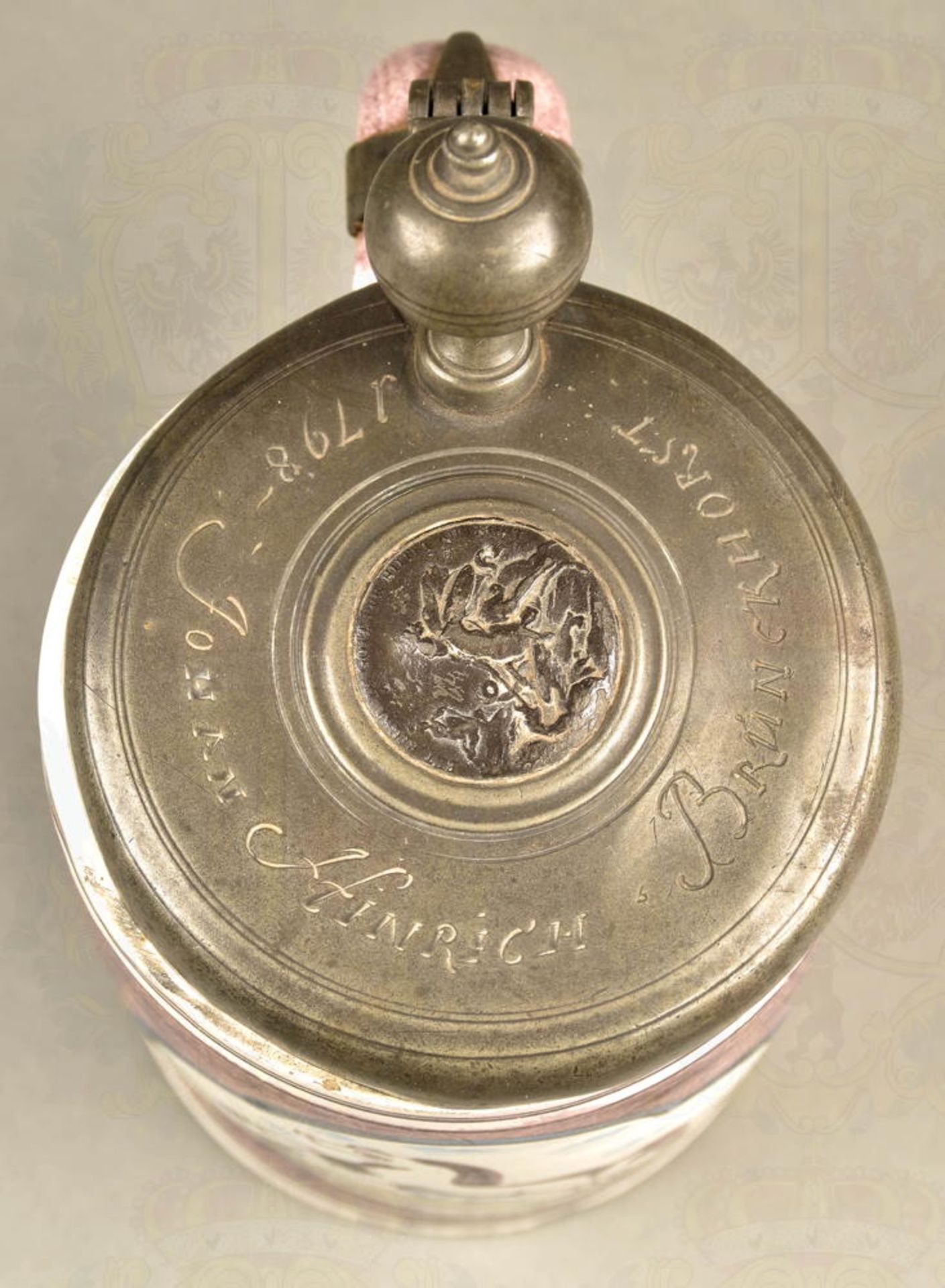 WALZENKRUG MIT ZINNDECKEL UM 1800 - Bild 6 aus 8