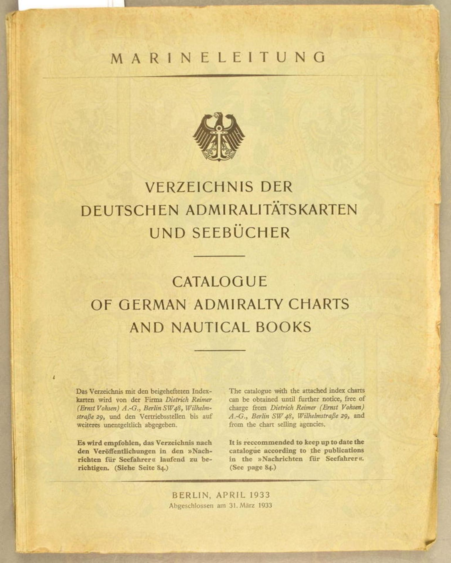 Verzeichnis der deutschen Admiralitätskarten