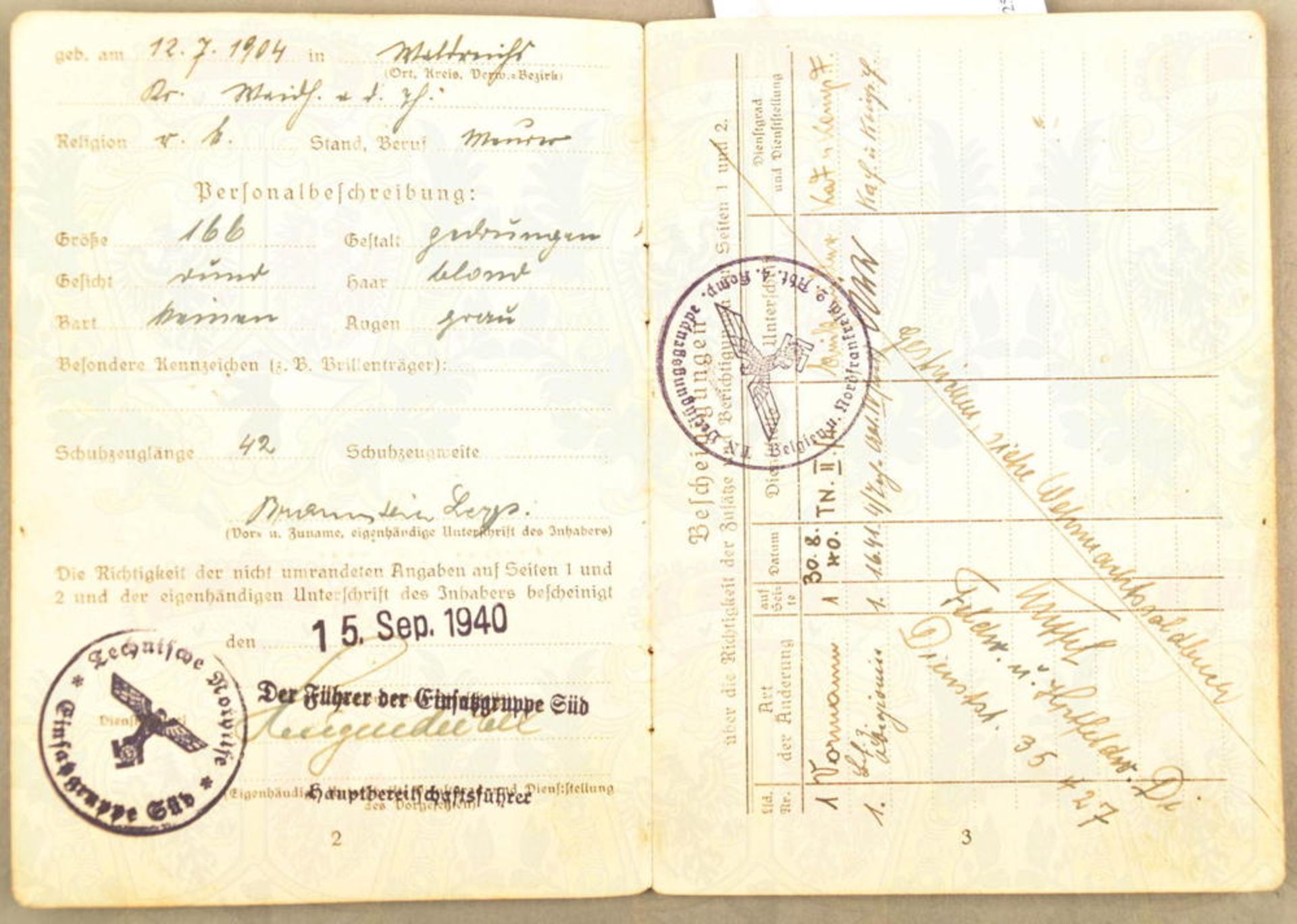 Soldbuch Oberpionier der Einsatzgruppe Süd - Image 3 of 5