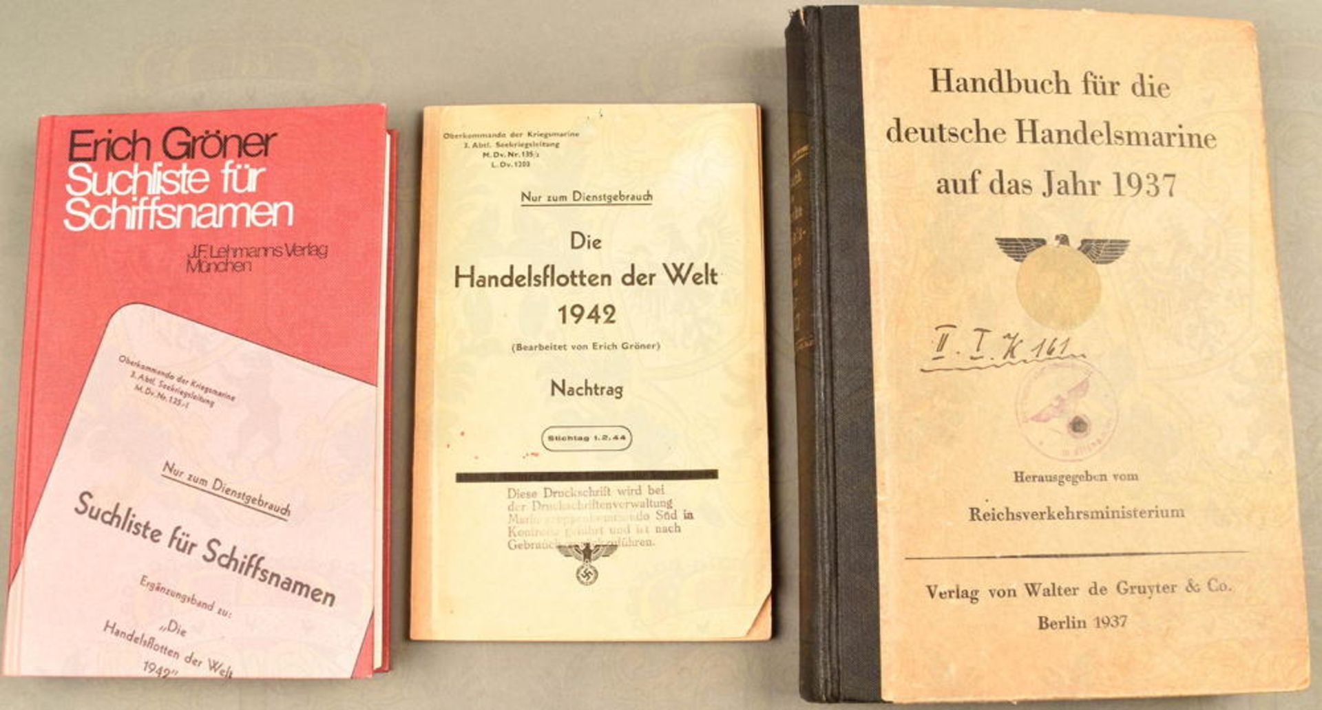 3 Handbücher Handelsschiffe 1937-1942