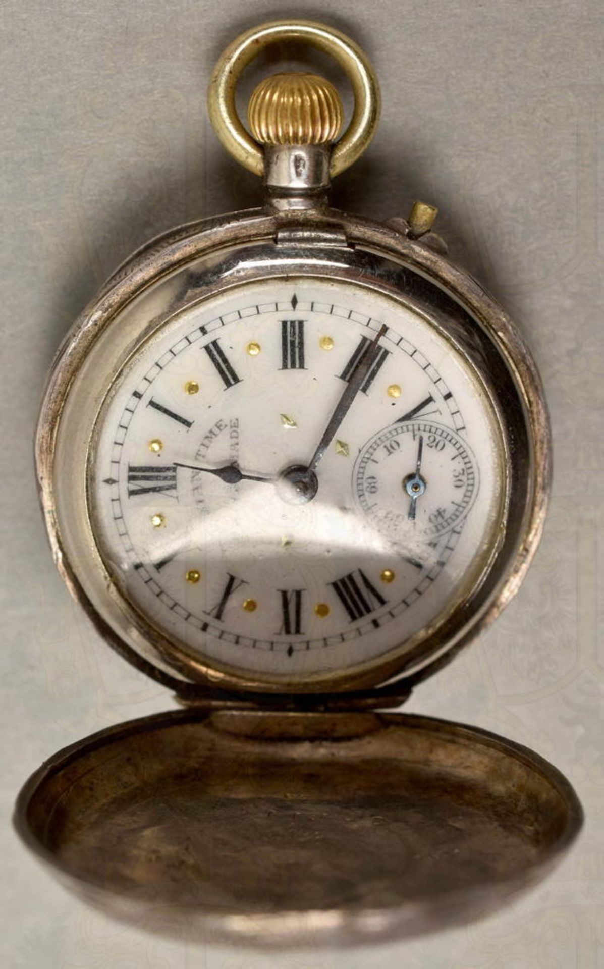 Small silver pocket watch with case - Image 3 of 3