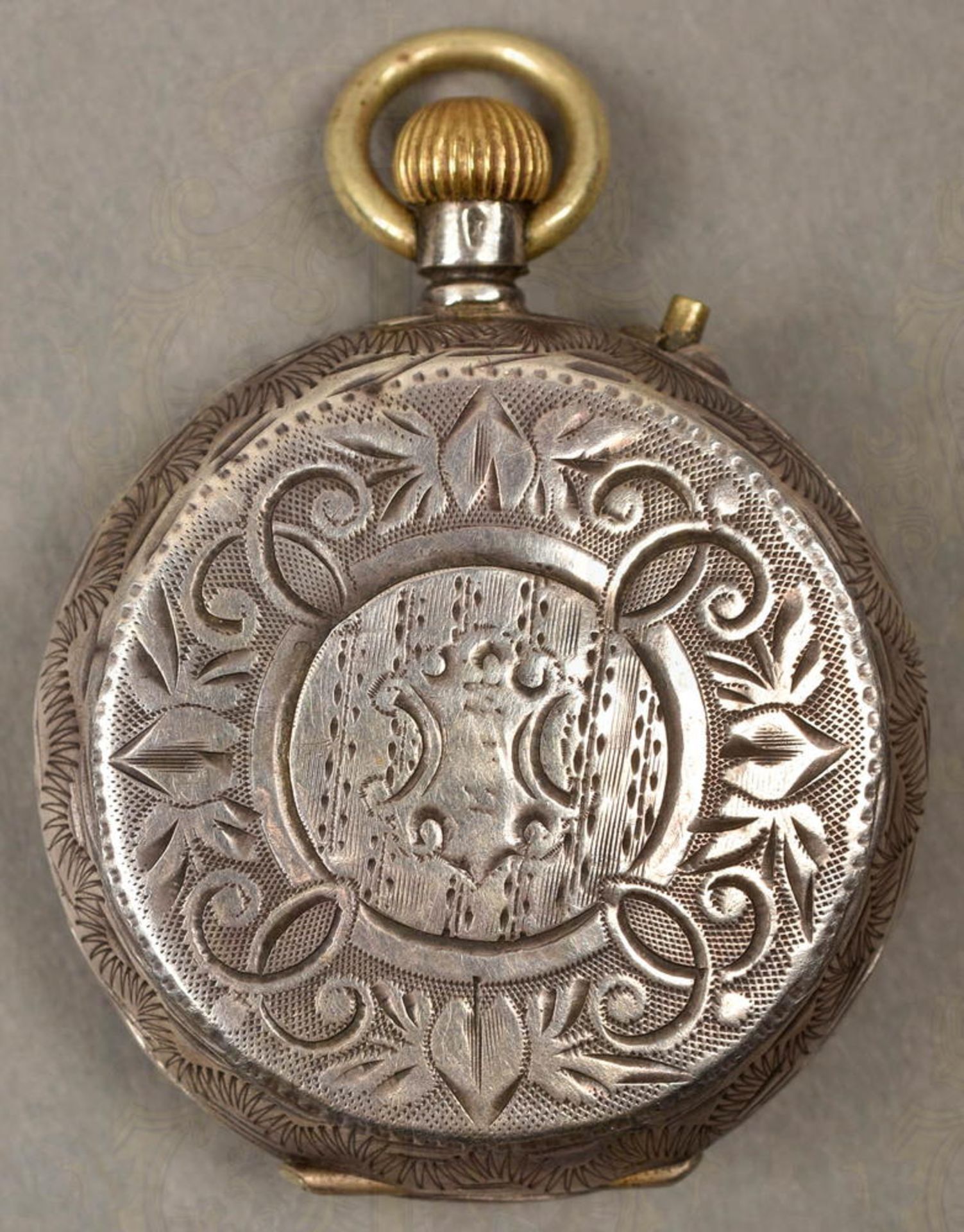 Small silver pocket watch with case - Image 2 of 3
