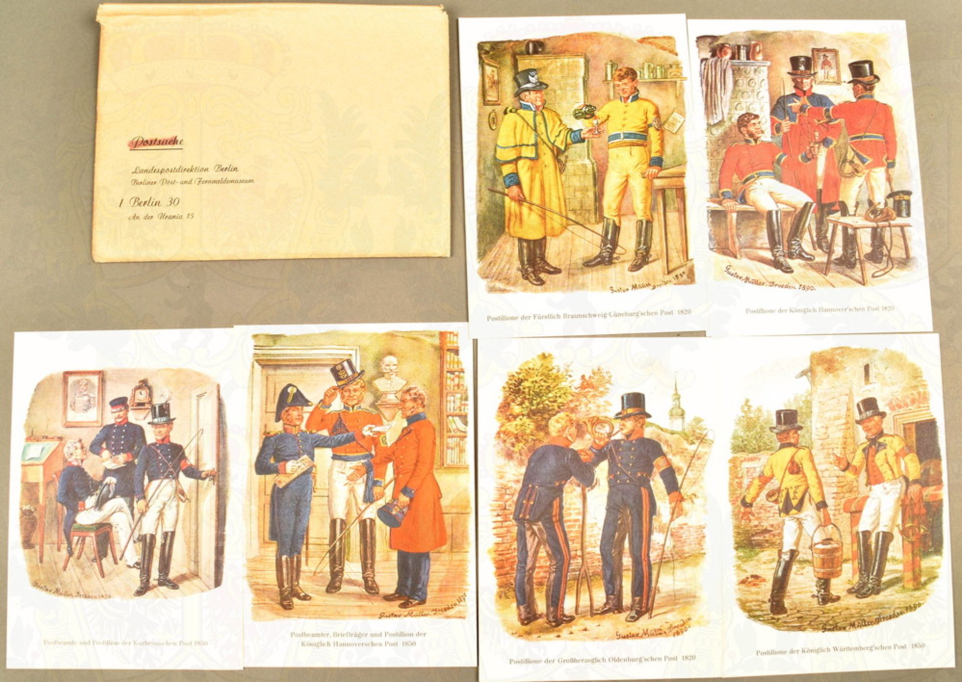 Postkartenserie Postbeamte und Postillione
