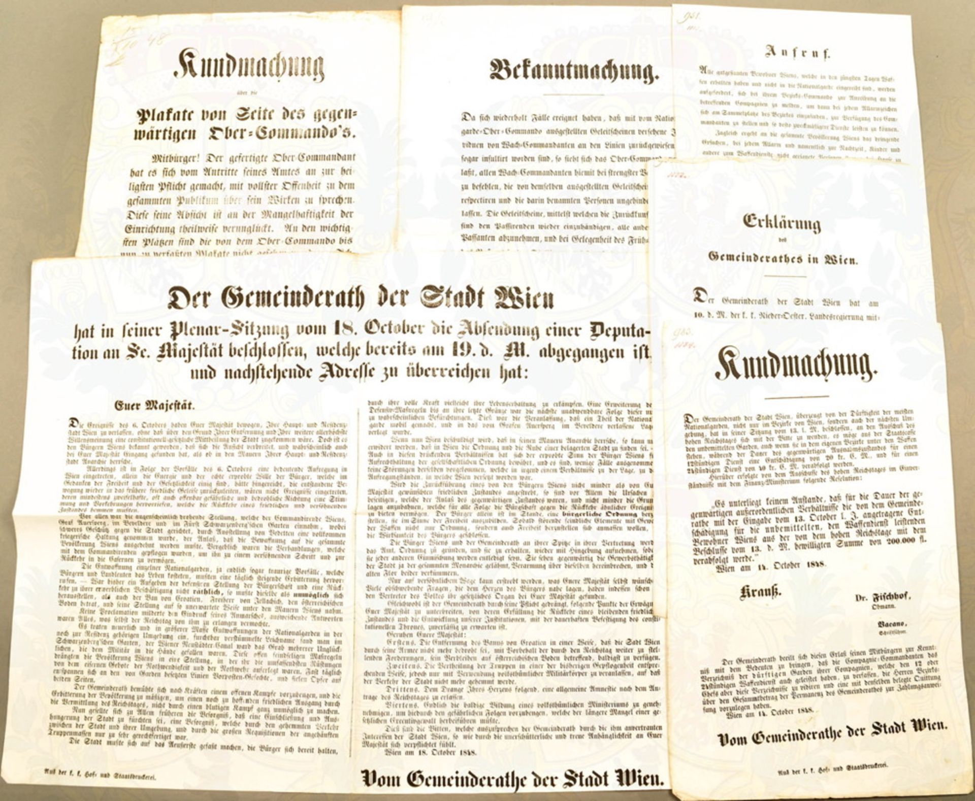 8 Flugschriften Wiener Oktoberaufstand 1848