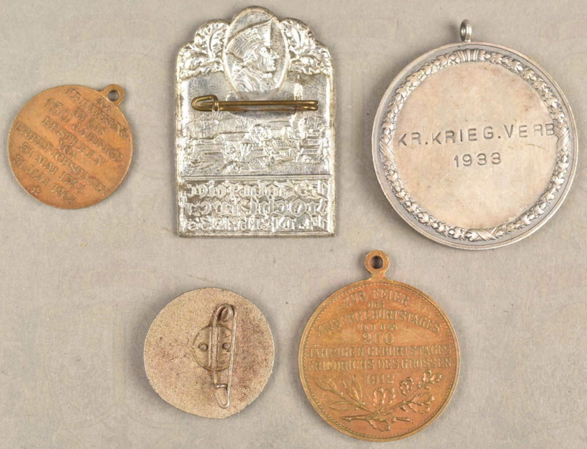 5 Medaillen/Abzeichen Friedrich der Grosse - Bild 2 aus 2