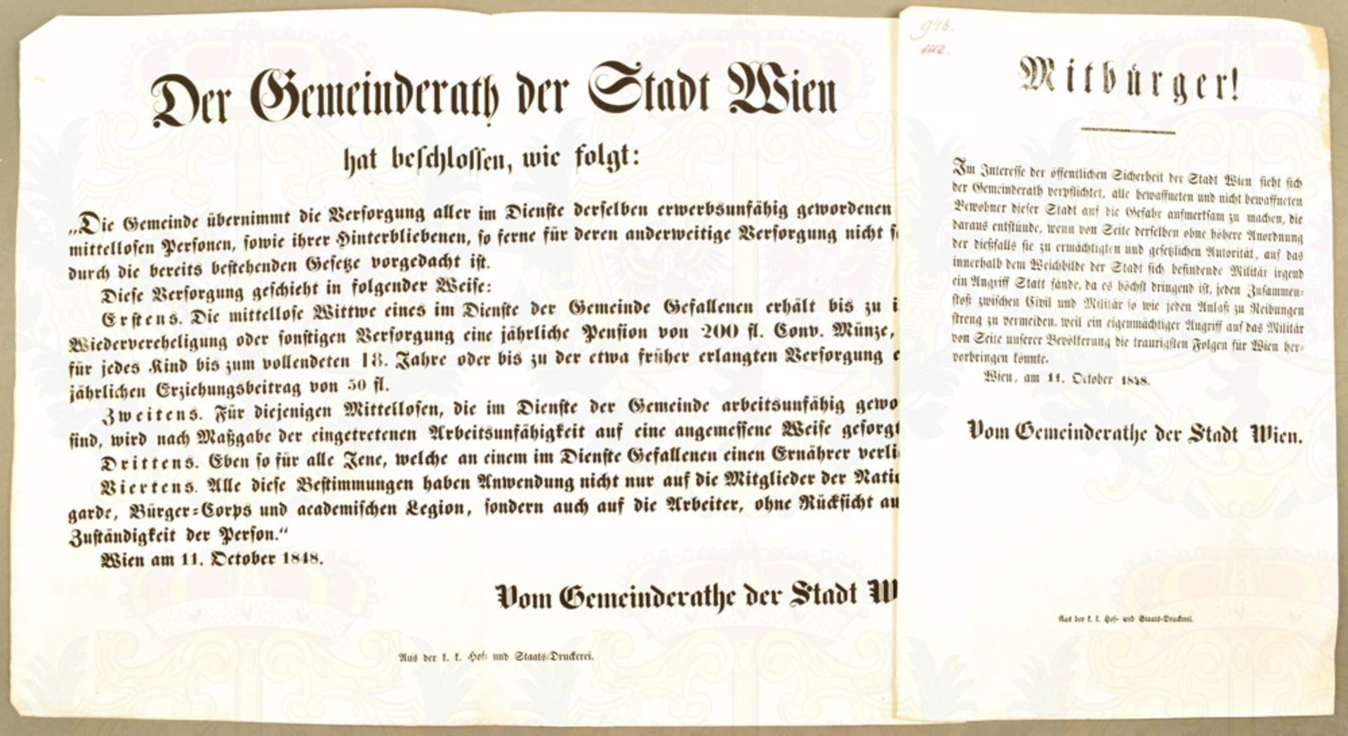 8 Flugschriften Wiener Oktoberaufstand 1848 - Image 2 of 2