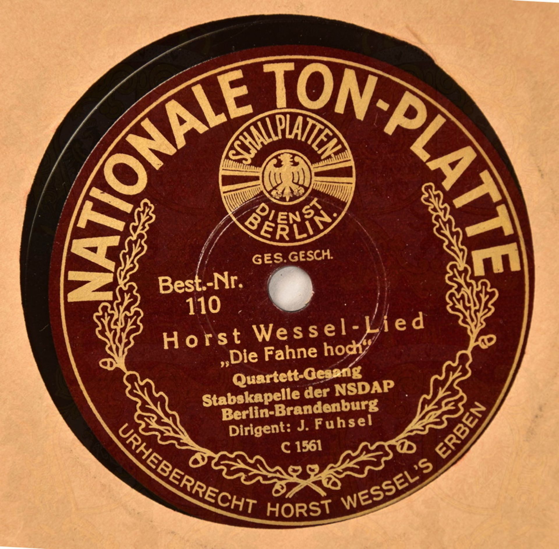 Schellackplatte "Die Fahne hoch" (Horst Wessel-Lied") - Image 2 of 4