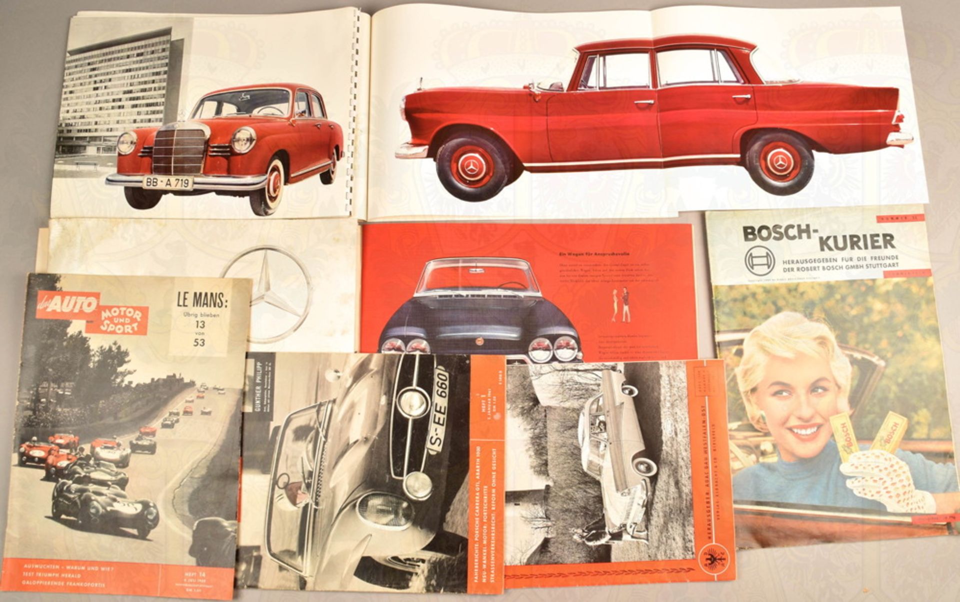 6 Automobil-Zeitschriften und 4 Werbeprospekte
