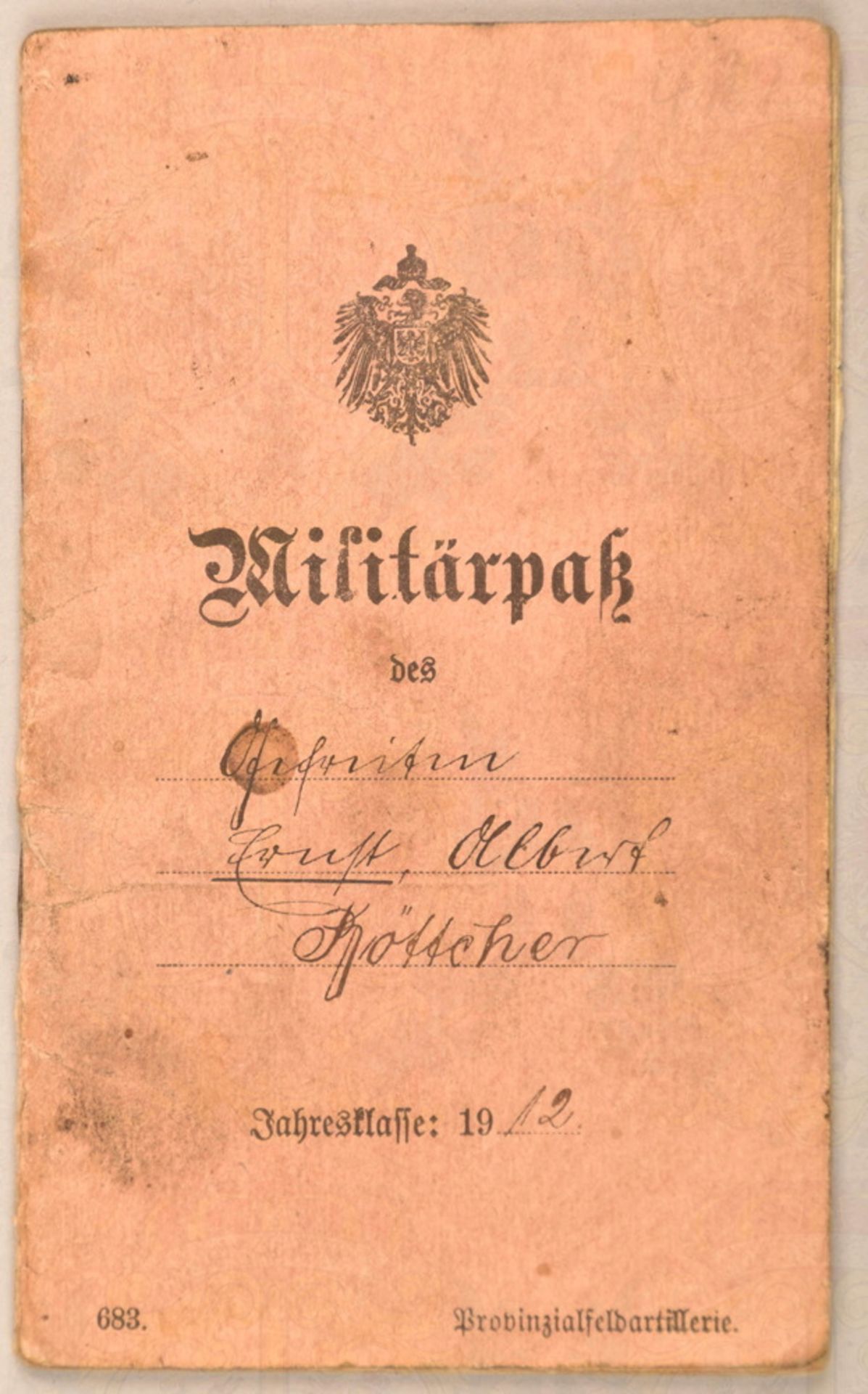 Militärpass Gefreiter 1912-1919