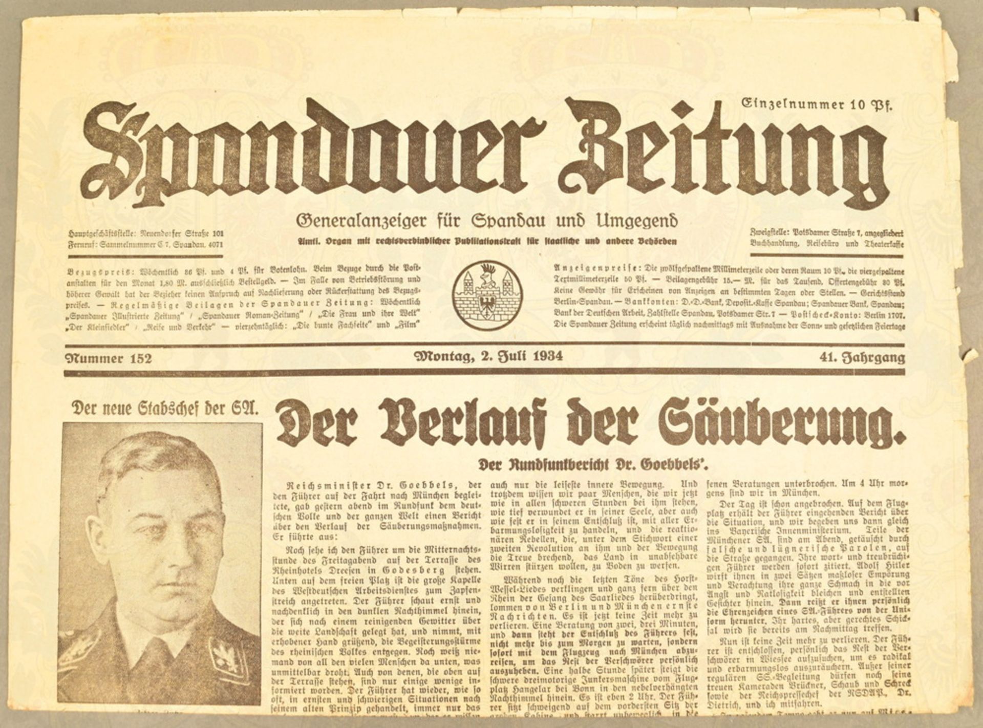 Spandauer Zeitung - Röhm-Putsch