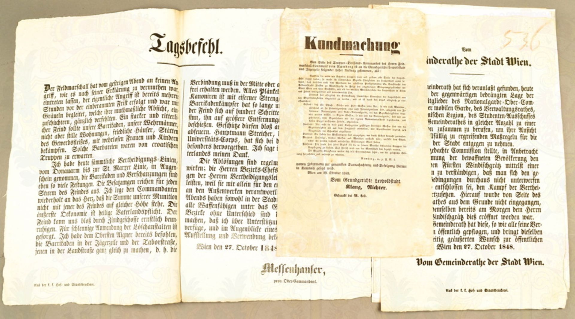 9 Flugschriften Wiener Oktoberaufstand 1848 - Bild 2 aus 3