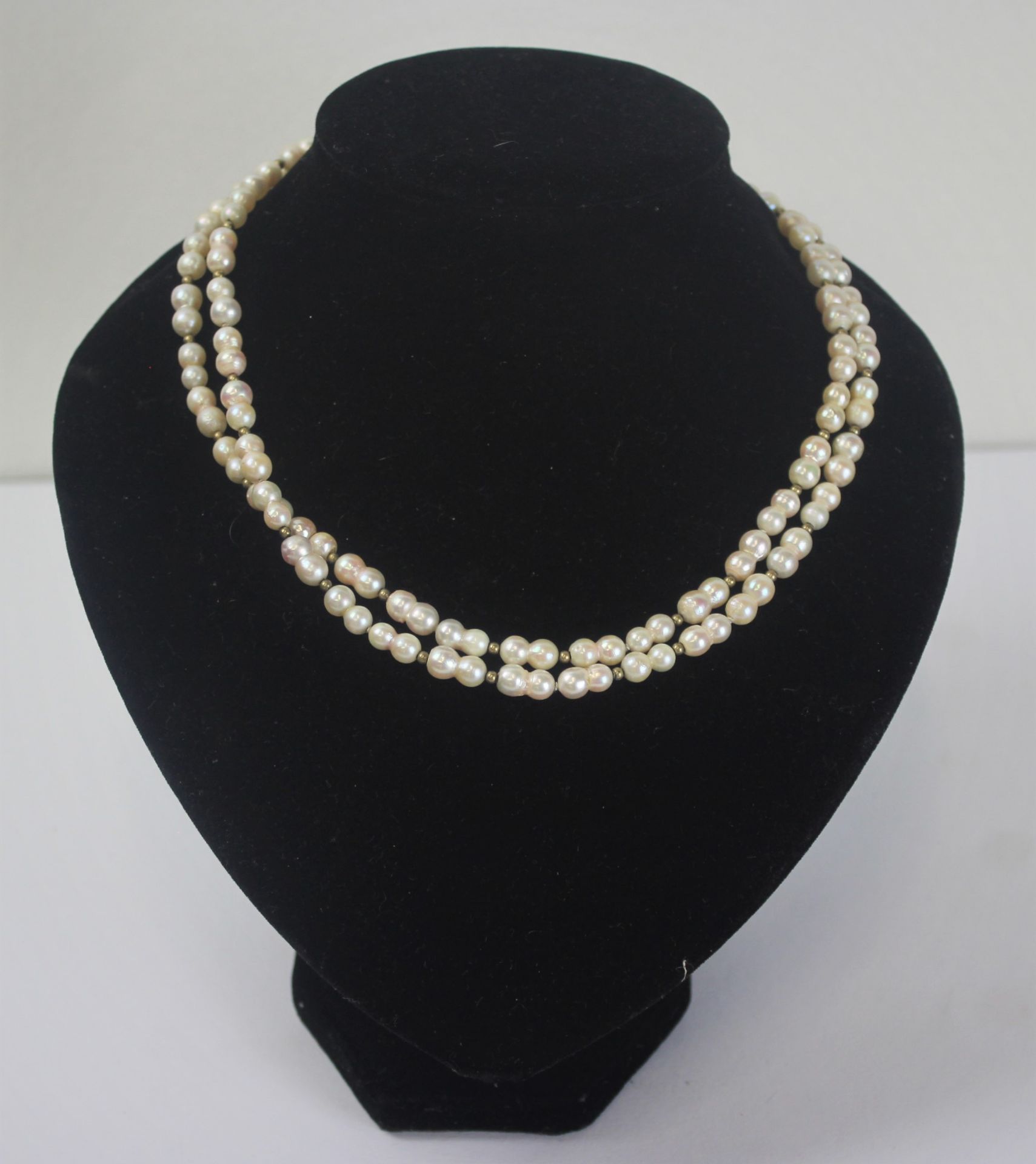 Doppelreihige Perlenkette 585 Gold Verschluss