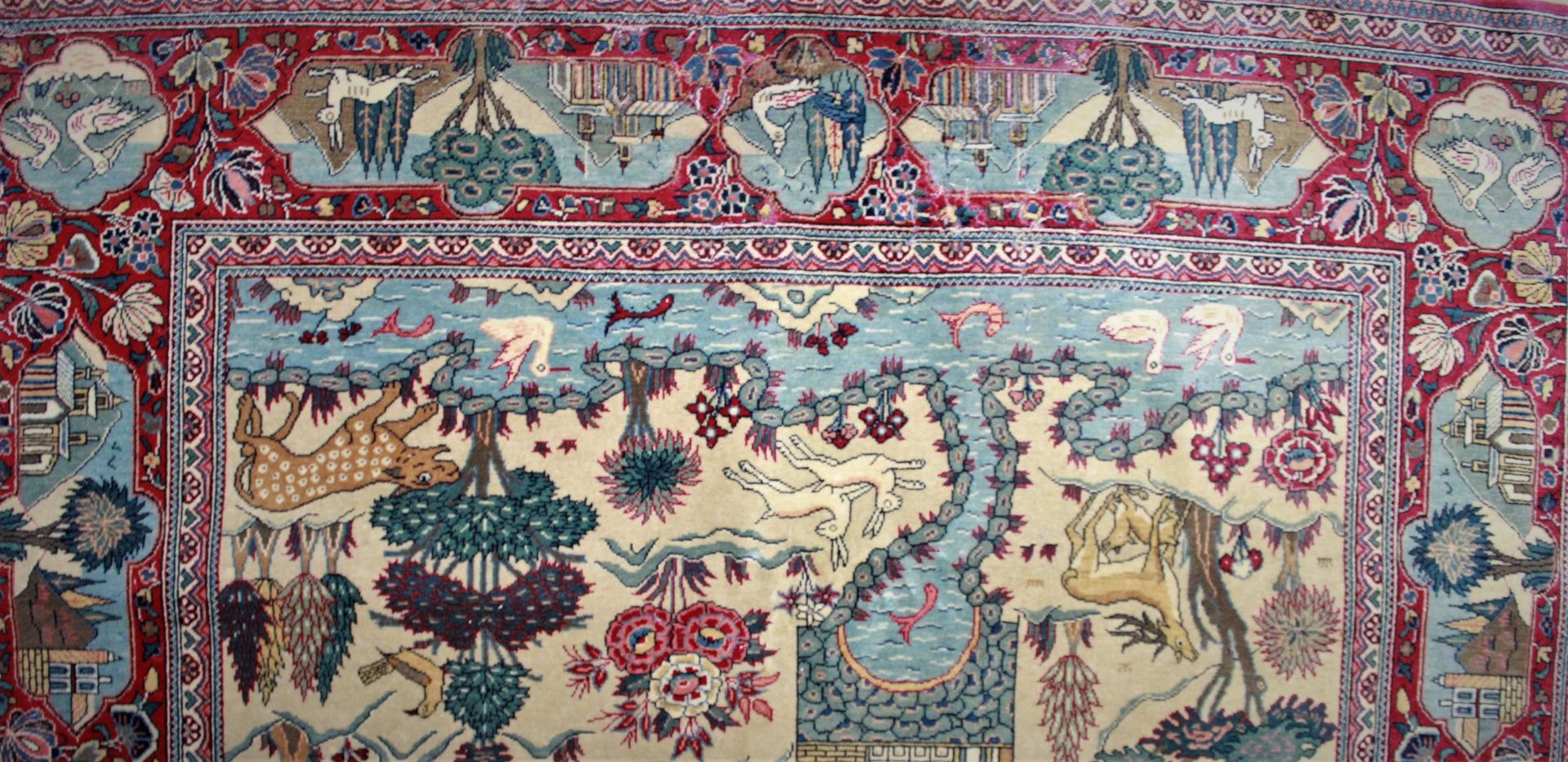 Antiker Wohl Isfahan Teppich mit Darstellungen - Bild 5 aus 7