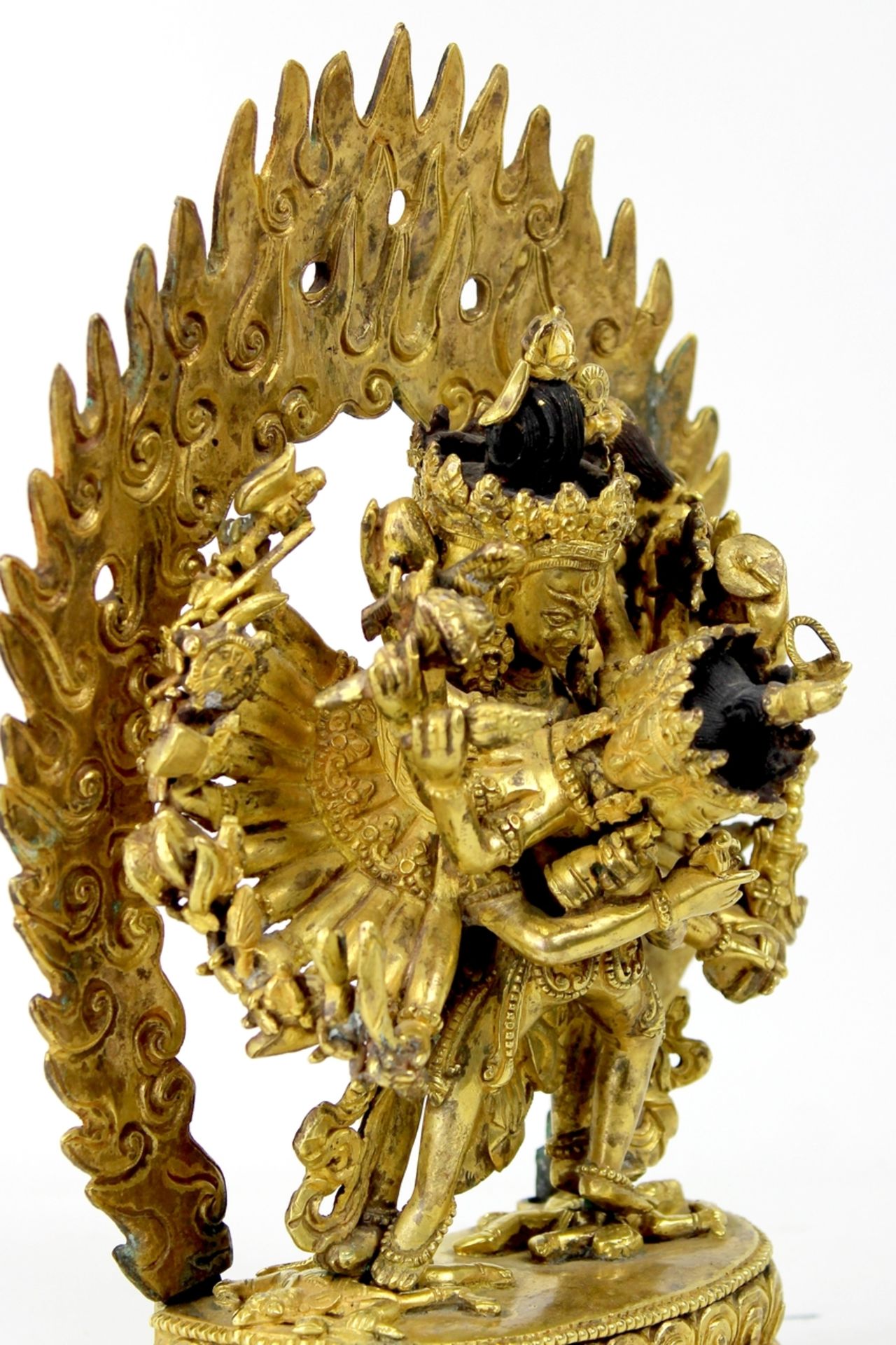 Tibet feuervergoldete Bronze Vajrabhairava in Yab Yum 18./.19. Jhdt. - Image 4 of 8